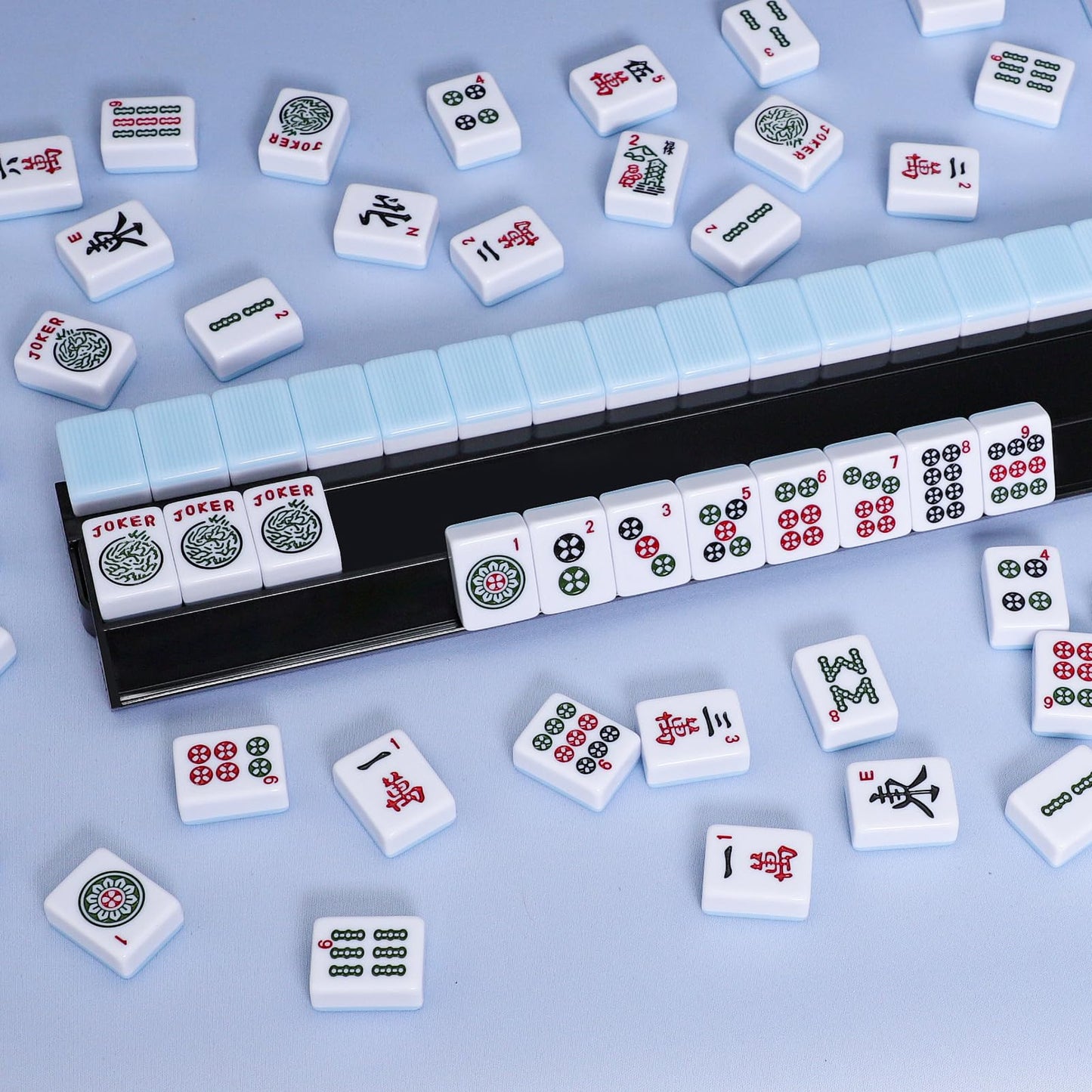 TIASUSAN 4-Pack Mahjong Racks with Pushers - Black | American Tile Organizer