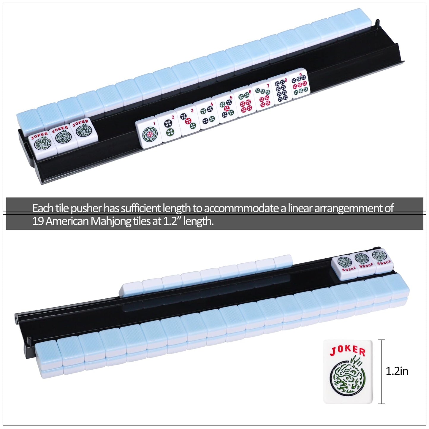 TIASUSAN 4-Pack Mahjong Racks with Pushers - Black | American Tile Organizer