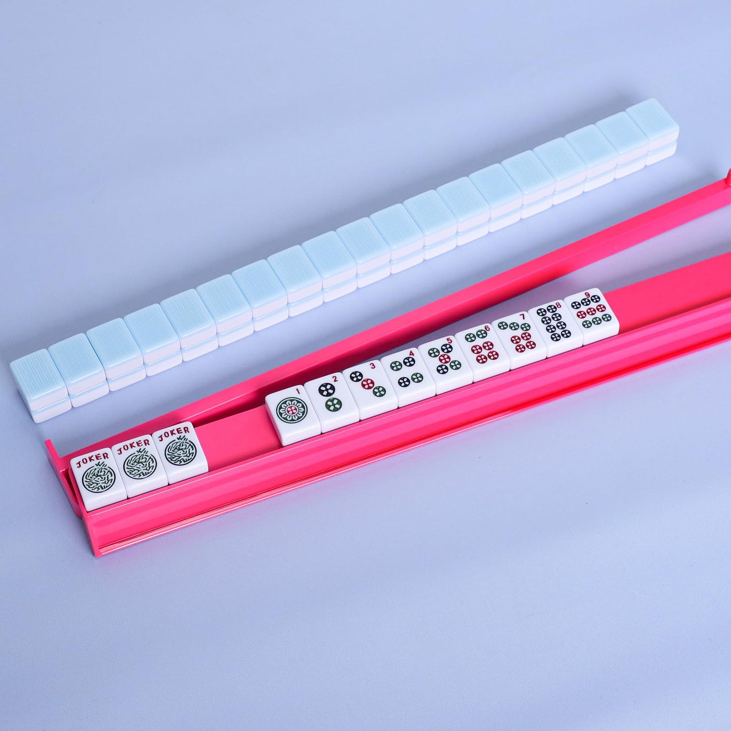 TIASUSAN 4PCS Mahjong Racks with Pushers for 166 American Mahjong Tiles | All-in-One Tile Rack Set