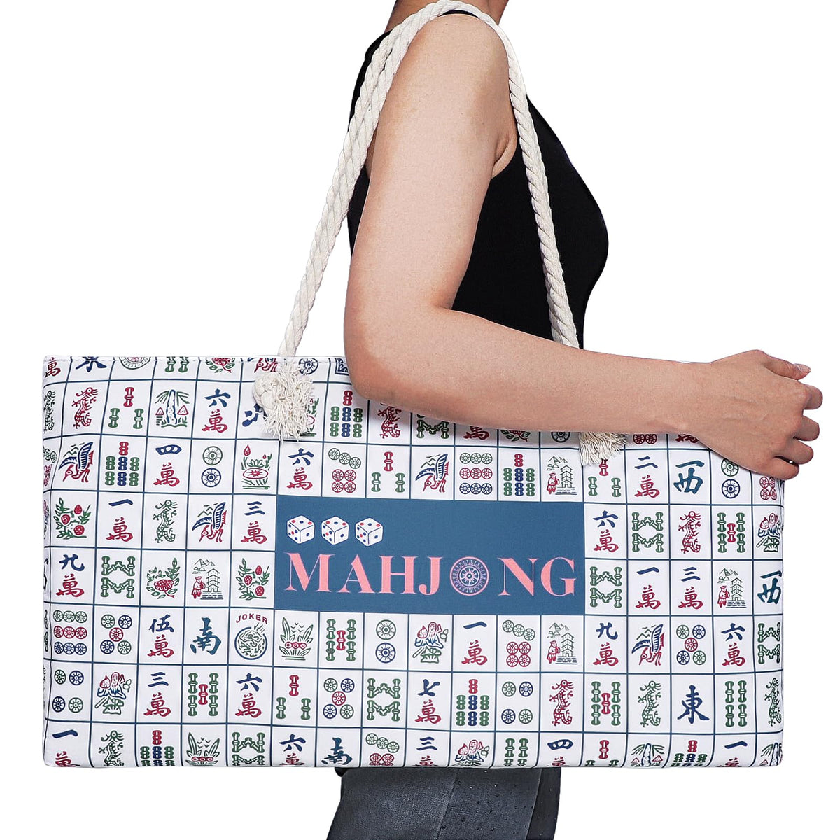 TIASUSAN Empty Printed Mahjong Bag for American Set – Carrying Bag with Racks and Sleeves