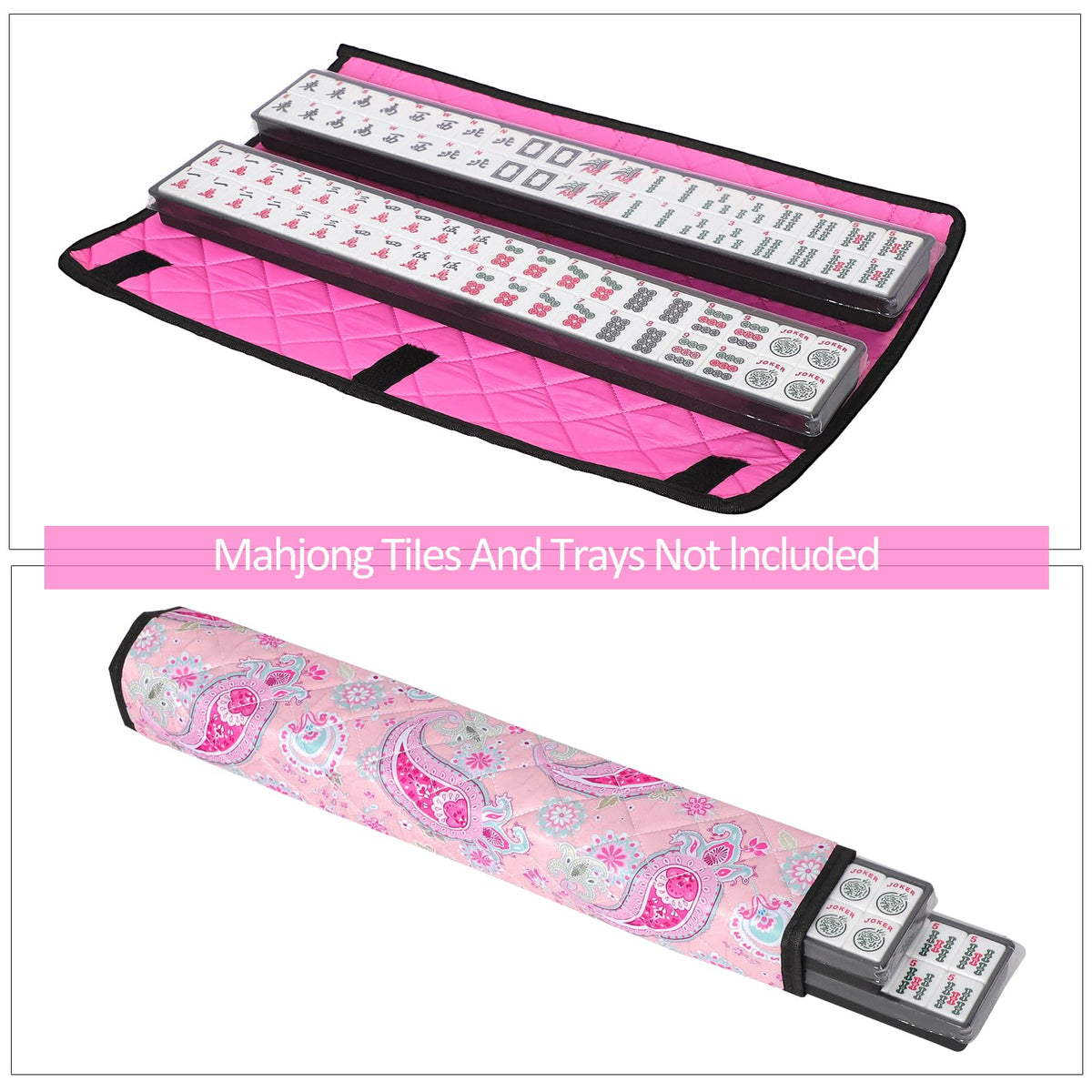 TIASUSAN Pink Mahjong Bag (Empty Bag Only) – American Mahjong Set Carrying Bag with Two Wrappers