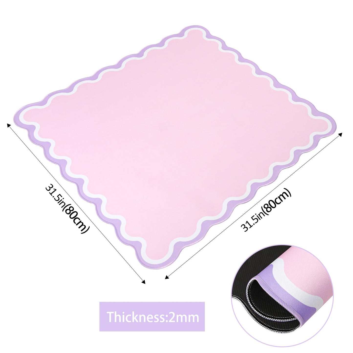 TIASUSAN Pink Mahjong Mat 31.5 by 31.5 inches – Anti Slip with Carry Bag