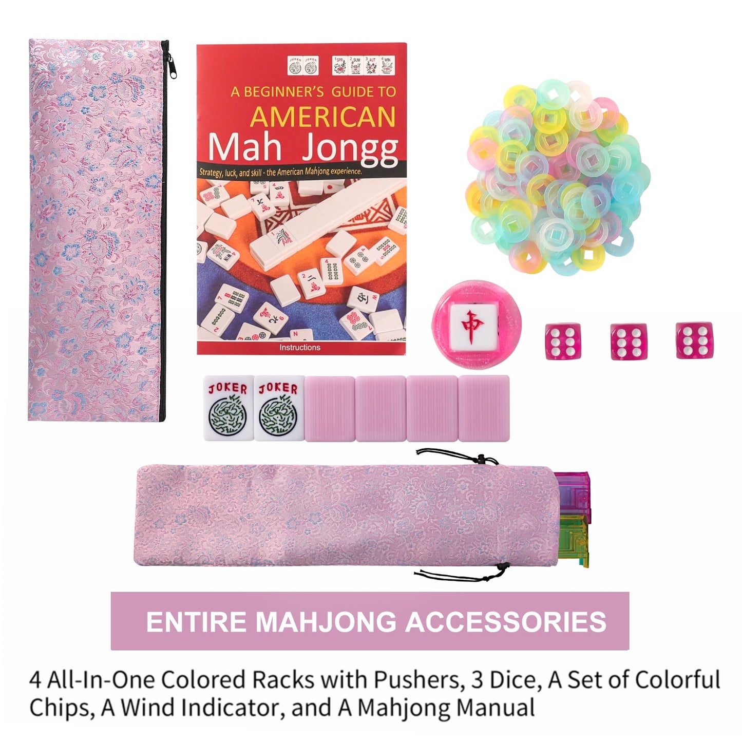 TIASUSAN American Mahjong Game Set – 166 Pink Tiles & Accessories