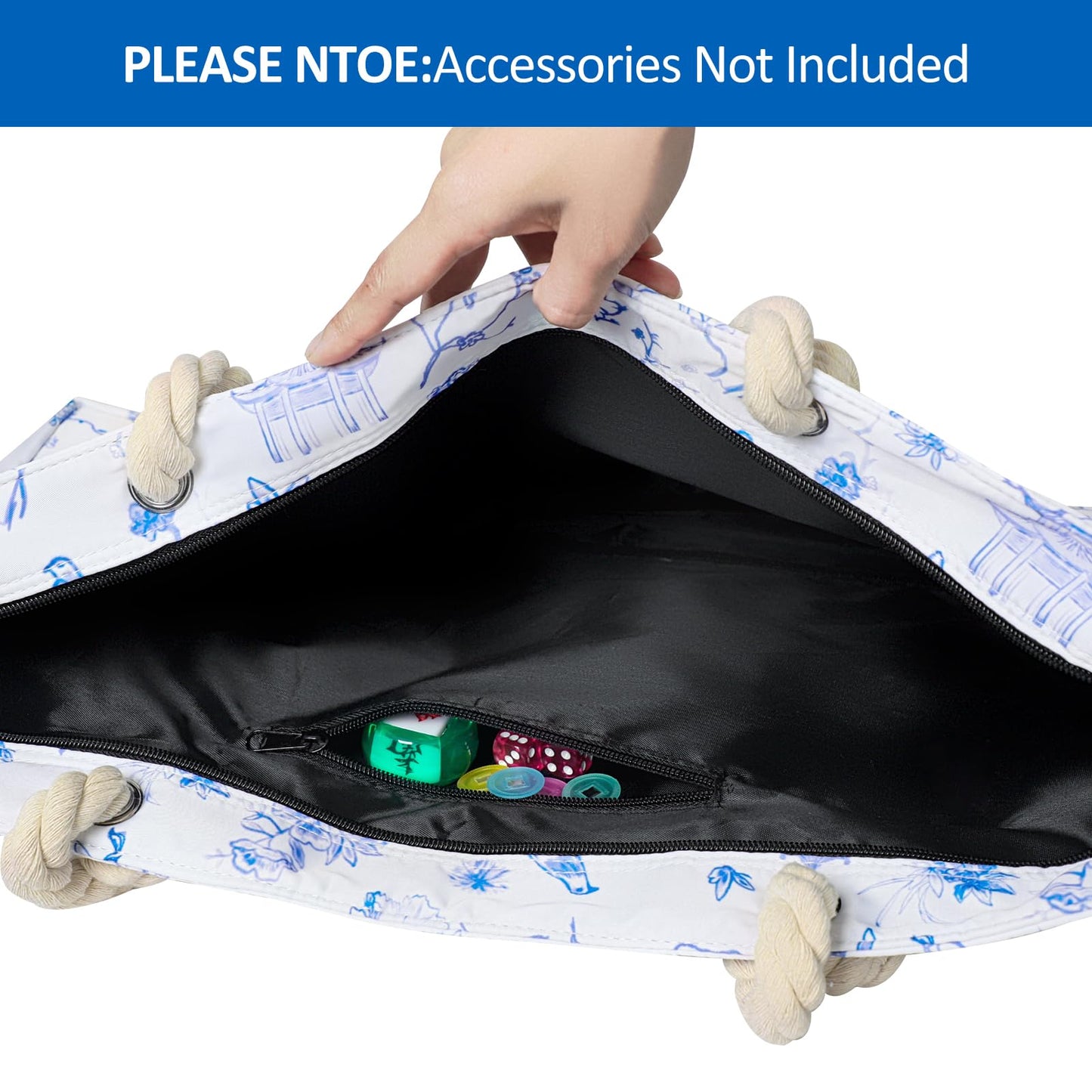 TIASUSAN Empty Mahjong Bag for American Mahjong Set | Carrying Bag with Racks, Tiles Sleeves & Accessory Pocket