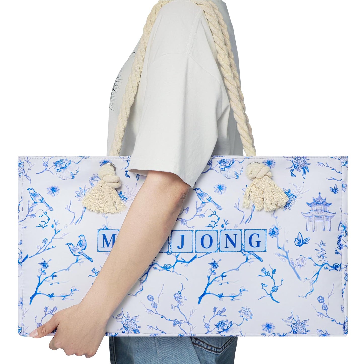 TIASUSAN Empty Mahjong Bag for American Mahjong Set | Carrying Bag with Racks, Tiles Sleeves & Accessory Pocket