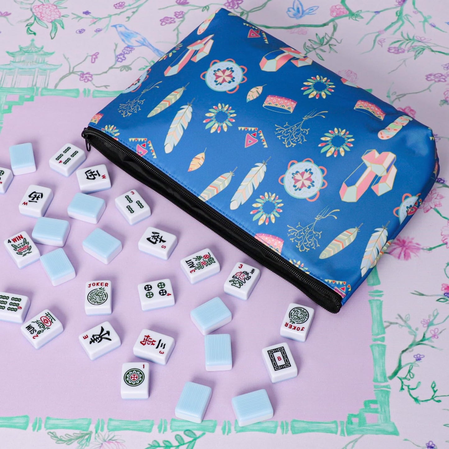TIASUSAN Empty Mahjong Bag for American Mahjong Set — Storage Bag with Racks & Sleeves