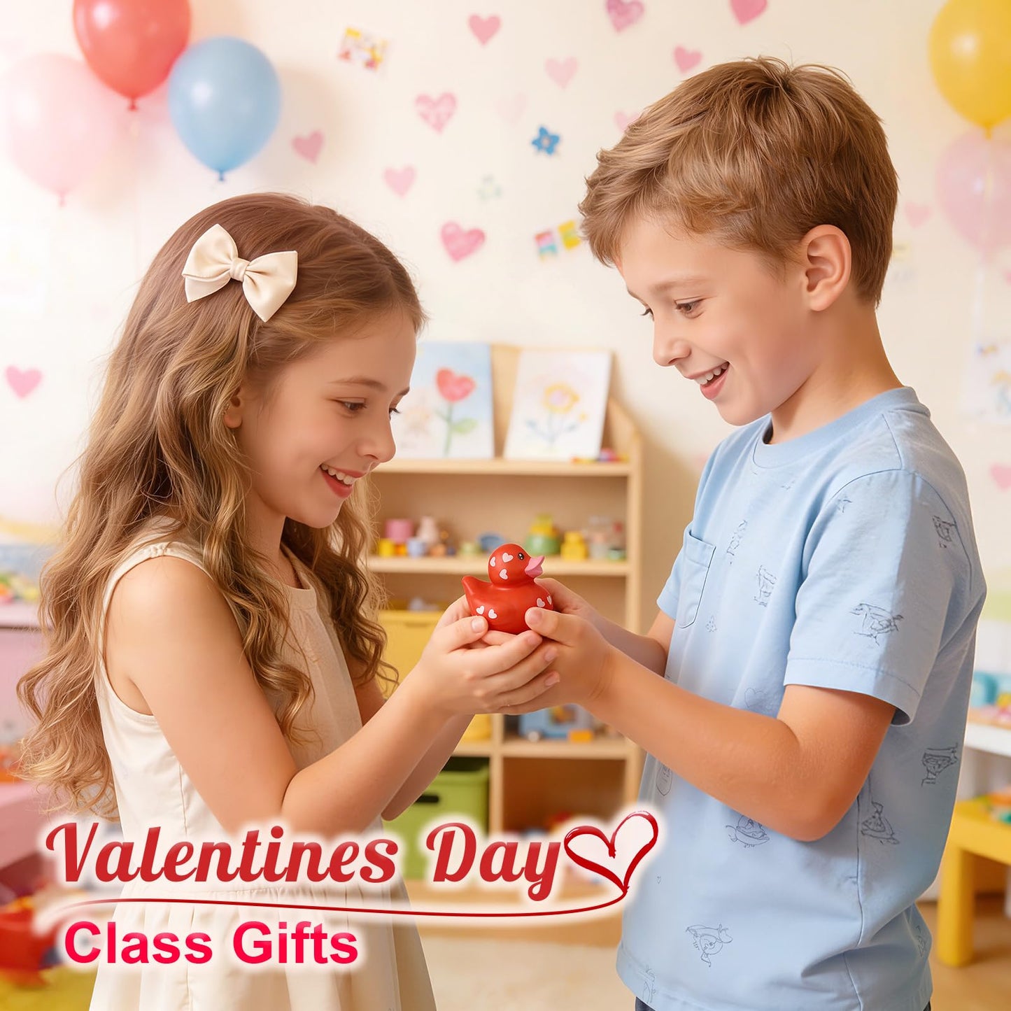 Tiaxidex 24-Pack Valentines Day Rubber Ducks – Heart-Themed Classroom Gifts & Party Favors
