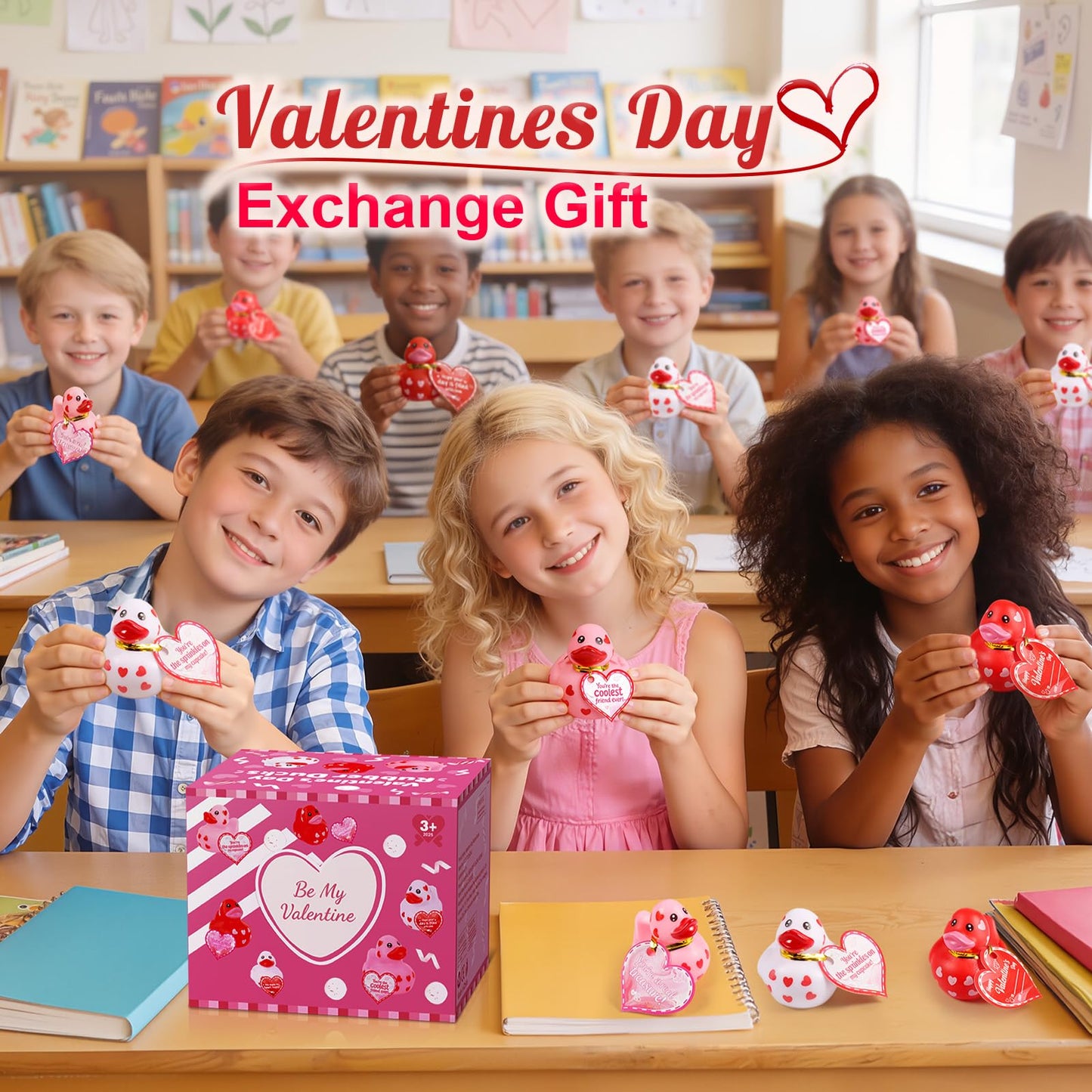 Tiaxidex 24-Pack Valentines Day Rubber Ducks – Heart-Themed Classroom Gifts & Party Favors