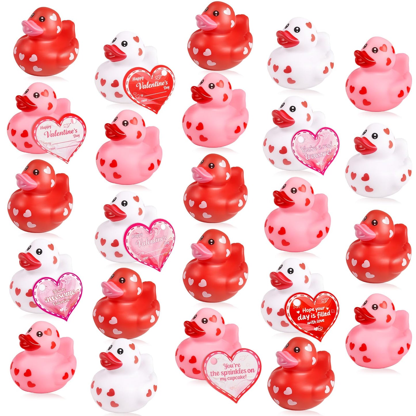 Tiaxidex 24-Pack Valentines Day Rubber Ducks – Heart-Themed Classroom Gifts & Party Favors