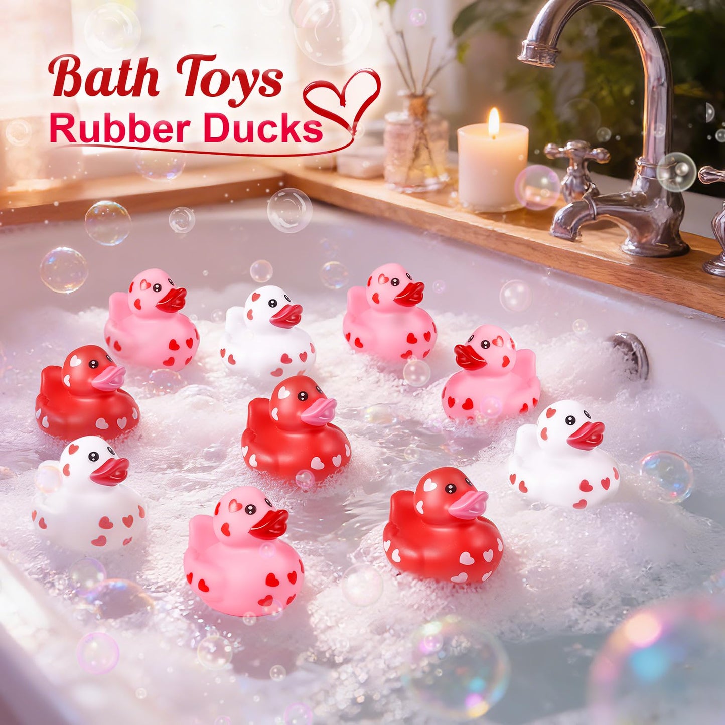 Tiaxidex 24-Pack Valentines Day Rubber Ducks – Heart-Themed Classroom Gifts & Party Favors