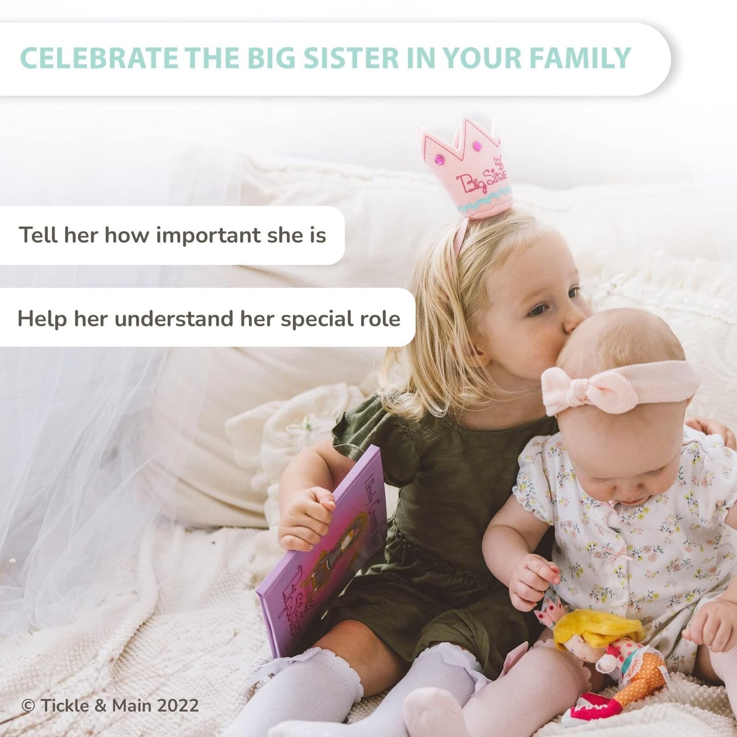 Tickle & Main Big Sister Gift Set – 3-Piece Kit with Storybook, Doll & Crown