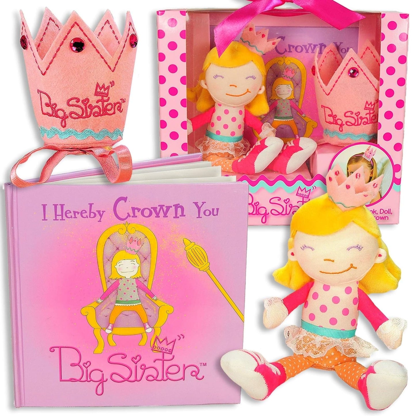 Tickle & Main Big Sister Gift Set – 3-Piece Kit with Storybook, Doll & Crown