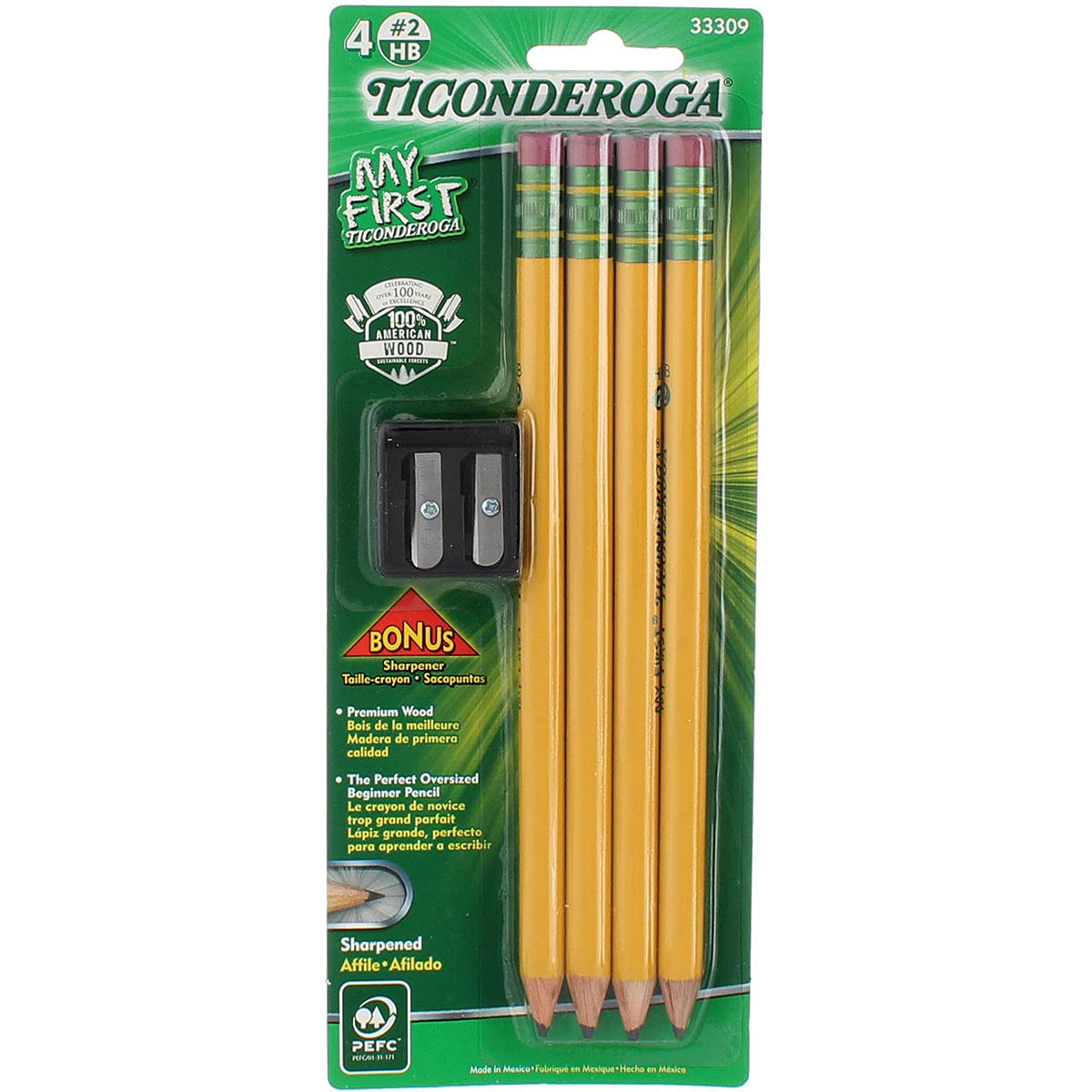 Ticonderoga My First Primary Pencil & Bonus Sharpener – 2 Pack | Beginner Writing Set