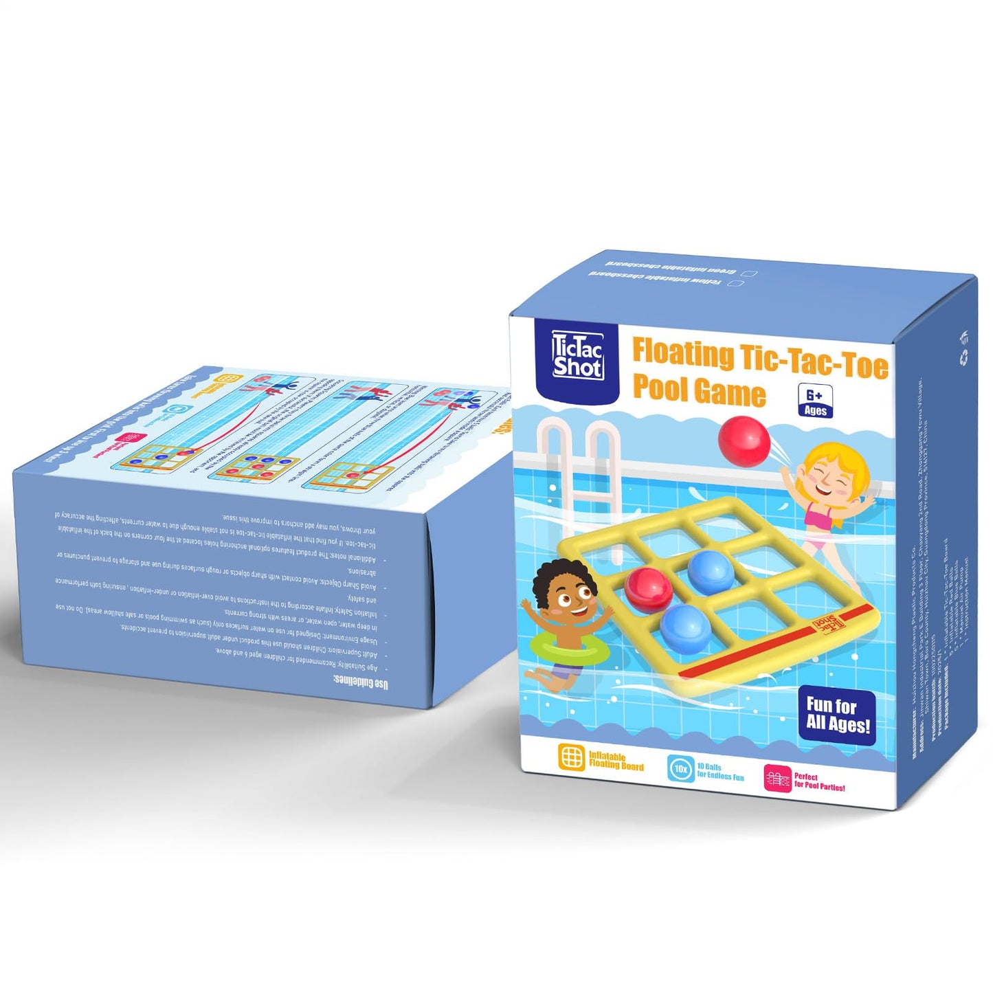 TicTac Shot Pool Toys – Inflatable Tic-Tac-Toe Set for 2–10 Players | Safe PVC