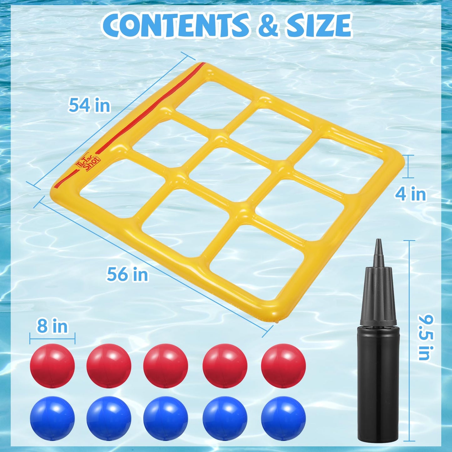 TicTac Shot Pool Toys – Inflatable Tic-Tac-Toe Set for 2–10 Players | Safe PVC