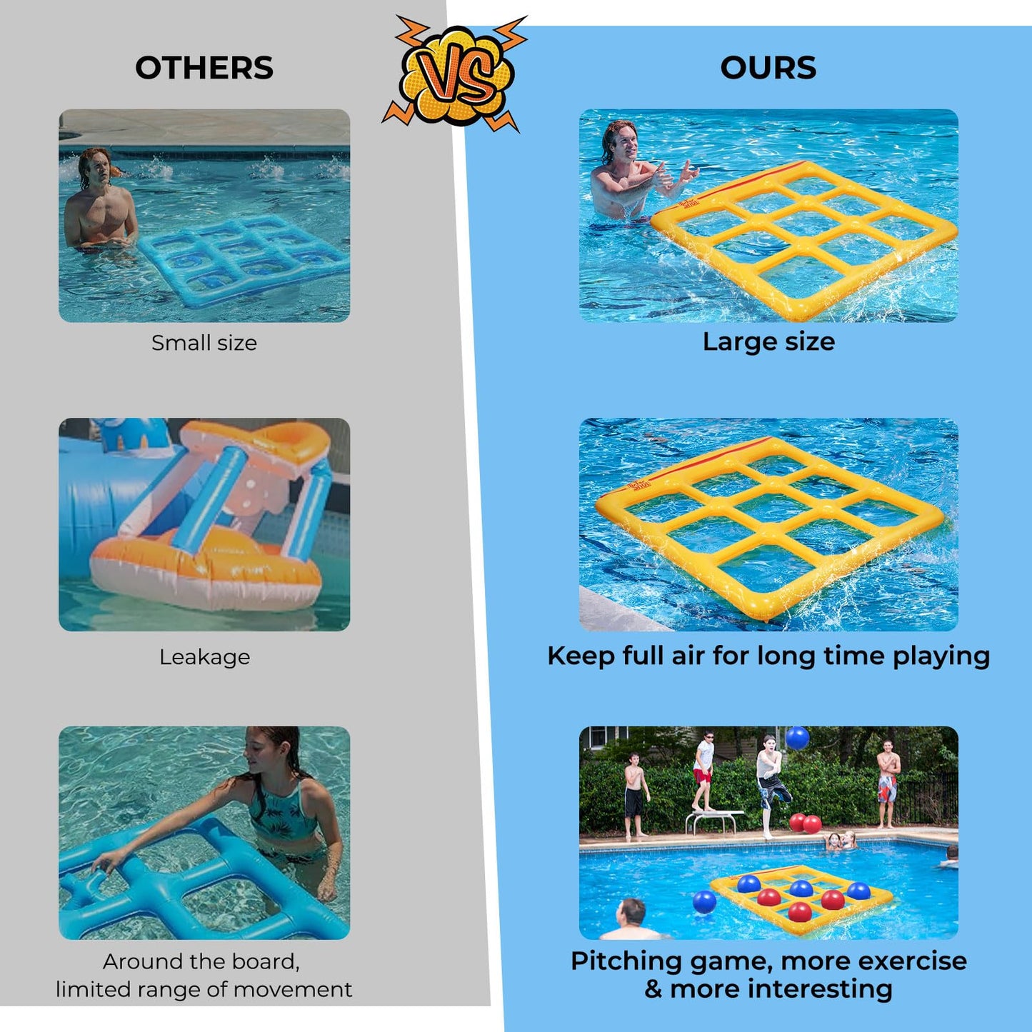 TicTac Shot Pool Toys – Inflatable Tic-Tac-Toe Set for 2–10 Players | Safe PVC