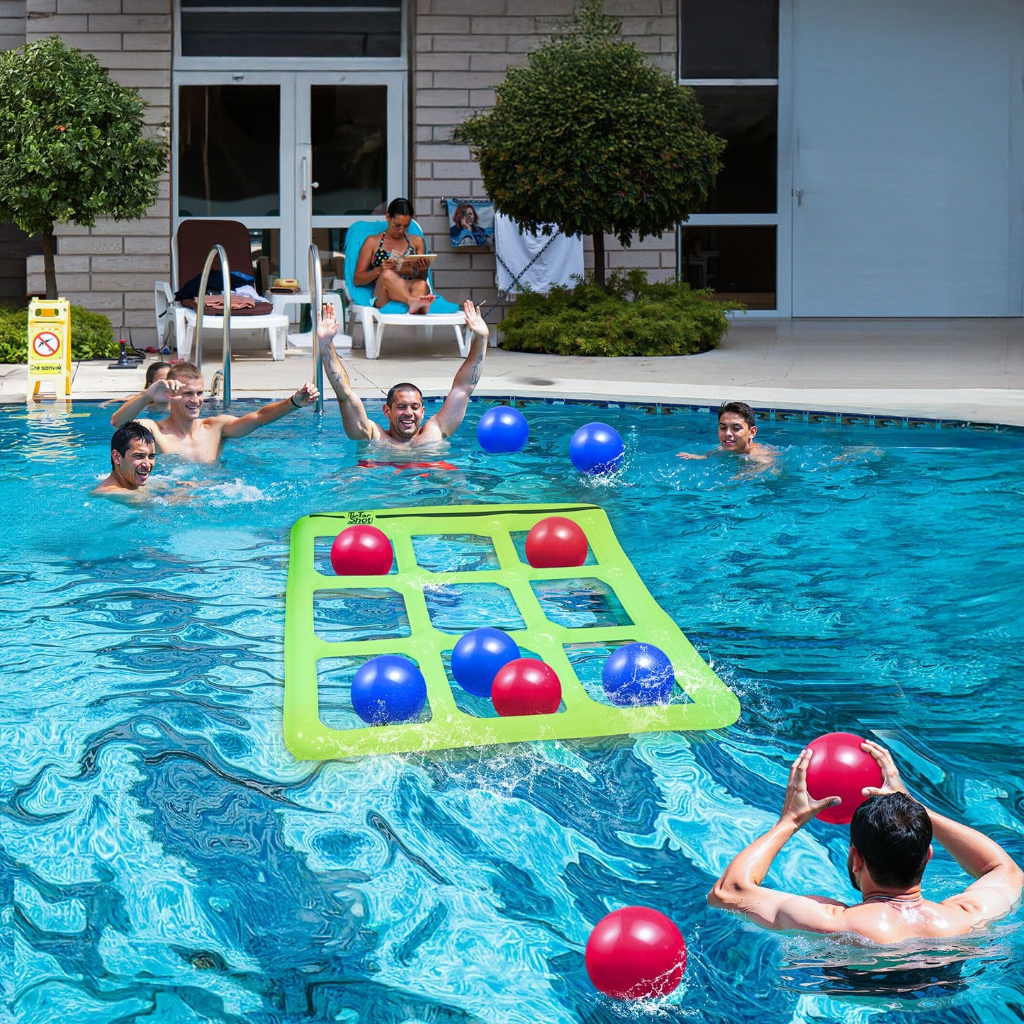 TicTac Shot Pool Toys - Inflatable Tic-Tac-Toe Game for 2-10 Players