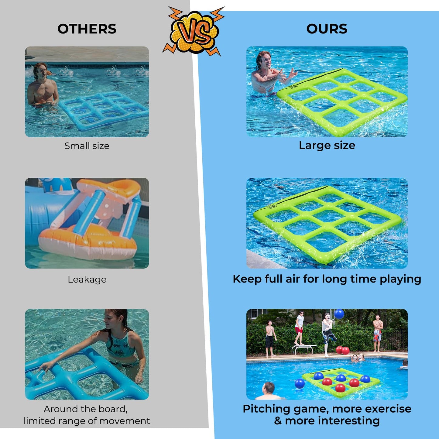TicTac Shot Pool Toys - Inflatable Tic-Tac-Toe Game for 2-10 Players