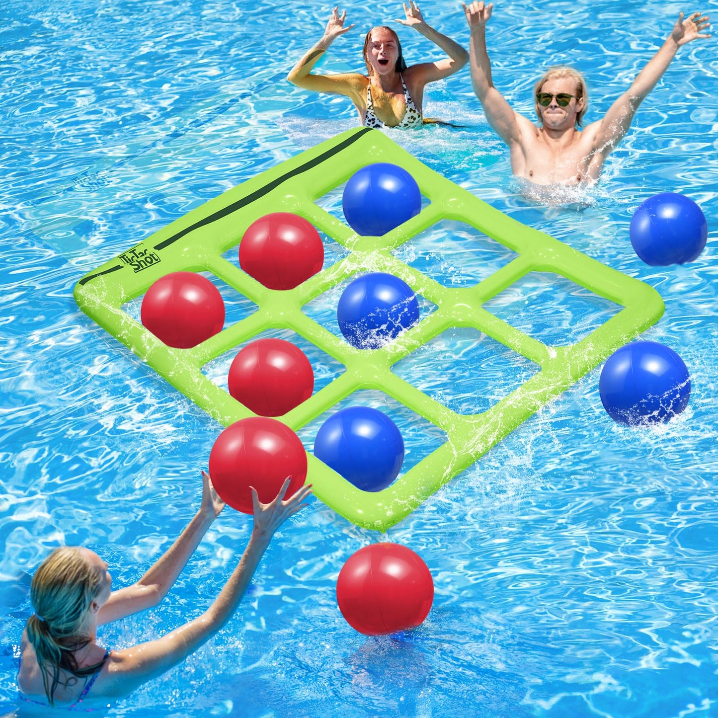 TicTac Shot Pool Toys - Inflatable Tic-Tac-Toe Game for 2-10 Players