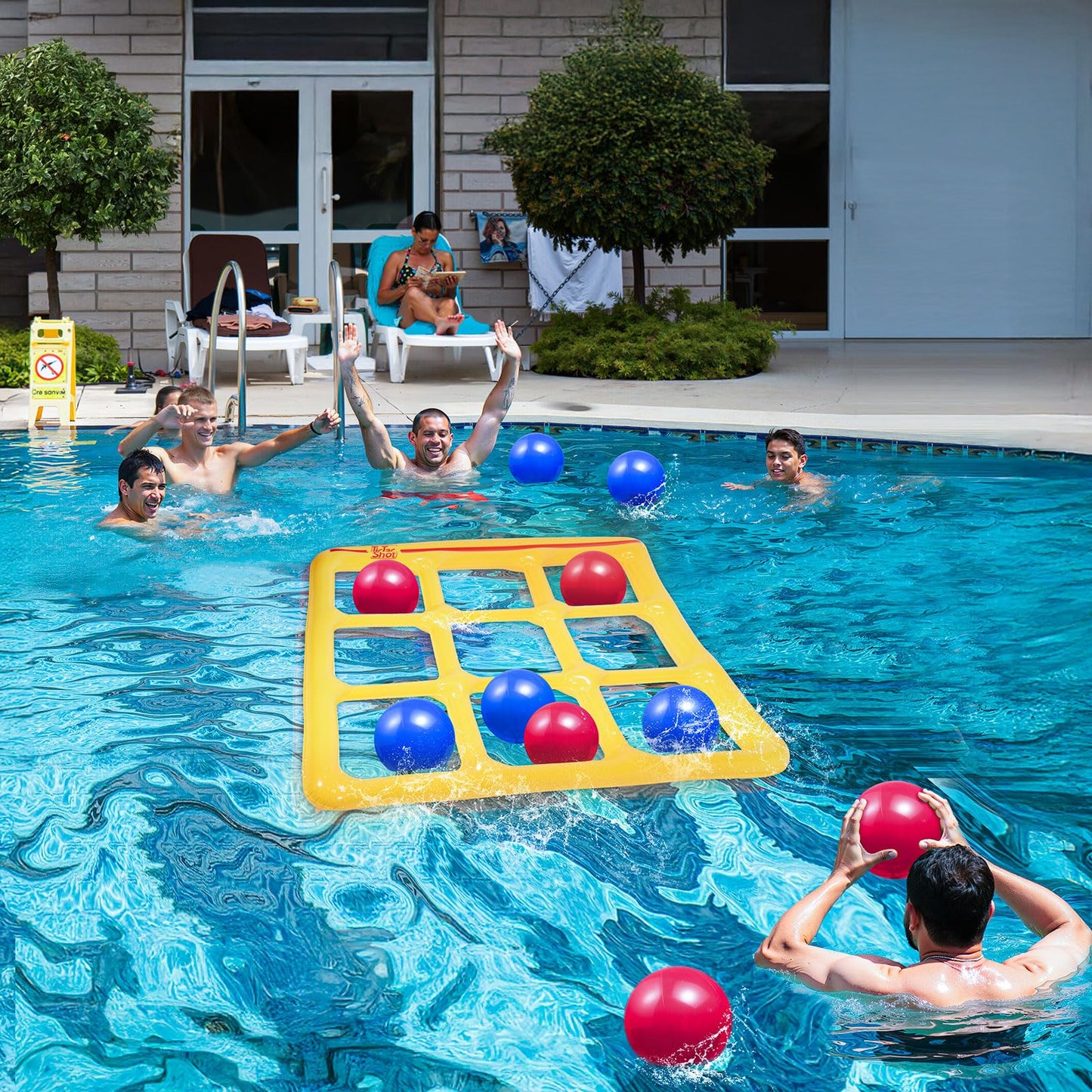 TicTac Shot Pool Toys – Inflatable Tic-Tac-Toe Set for 2–10 Players | Safe PVC