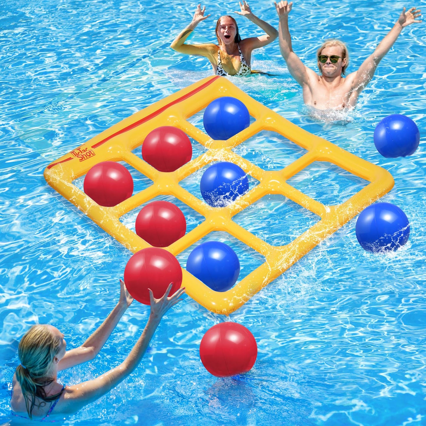 TicTac Shot Pool Toys – Inflatable Tic-Tac-Toe Set for 2–10 Players | Safe PVC
