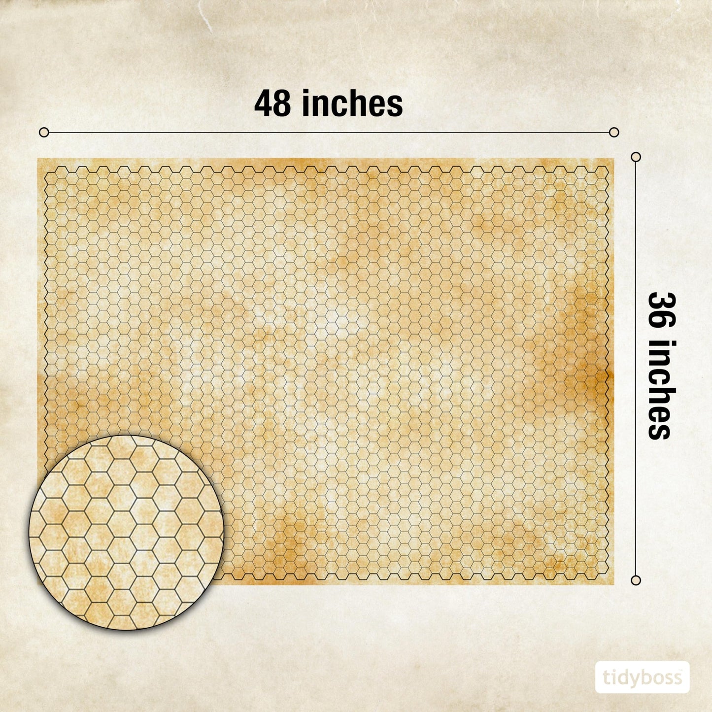 TIDYBOSS 36x48 DND Map: Double-Sided Dry Erase Battle Mat with Grids & Hexes | Starter Kit Included