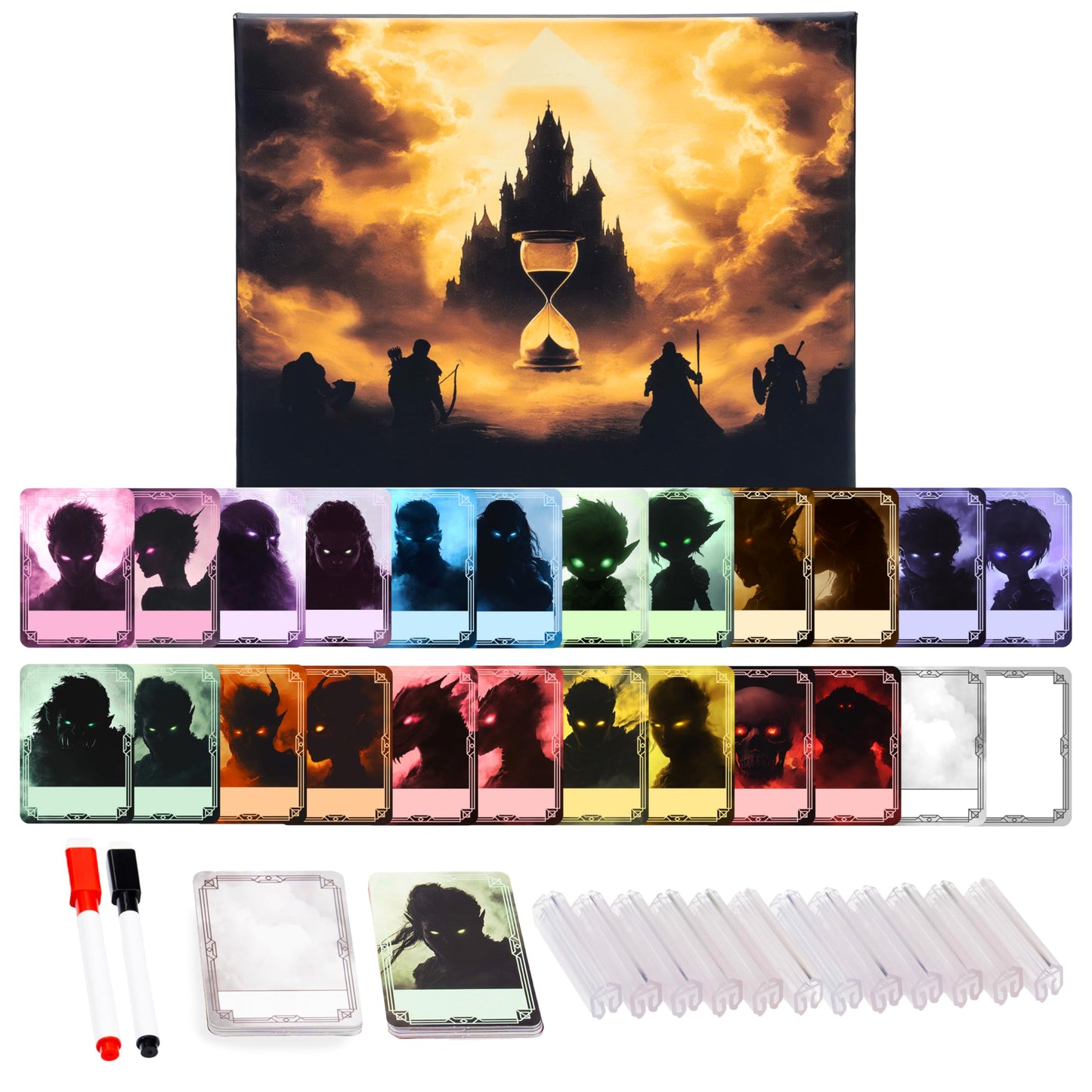 TIDYBOSS 50pcs Erasable DND Initiative Tracker | DM Screen Clips with Character & Monster Cards | TTRPG Accessories