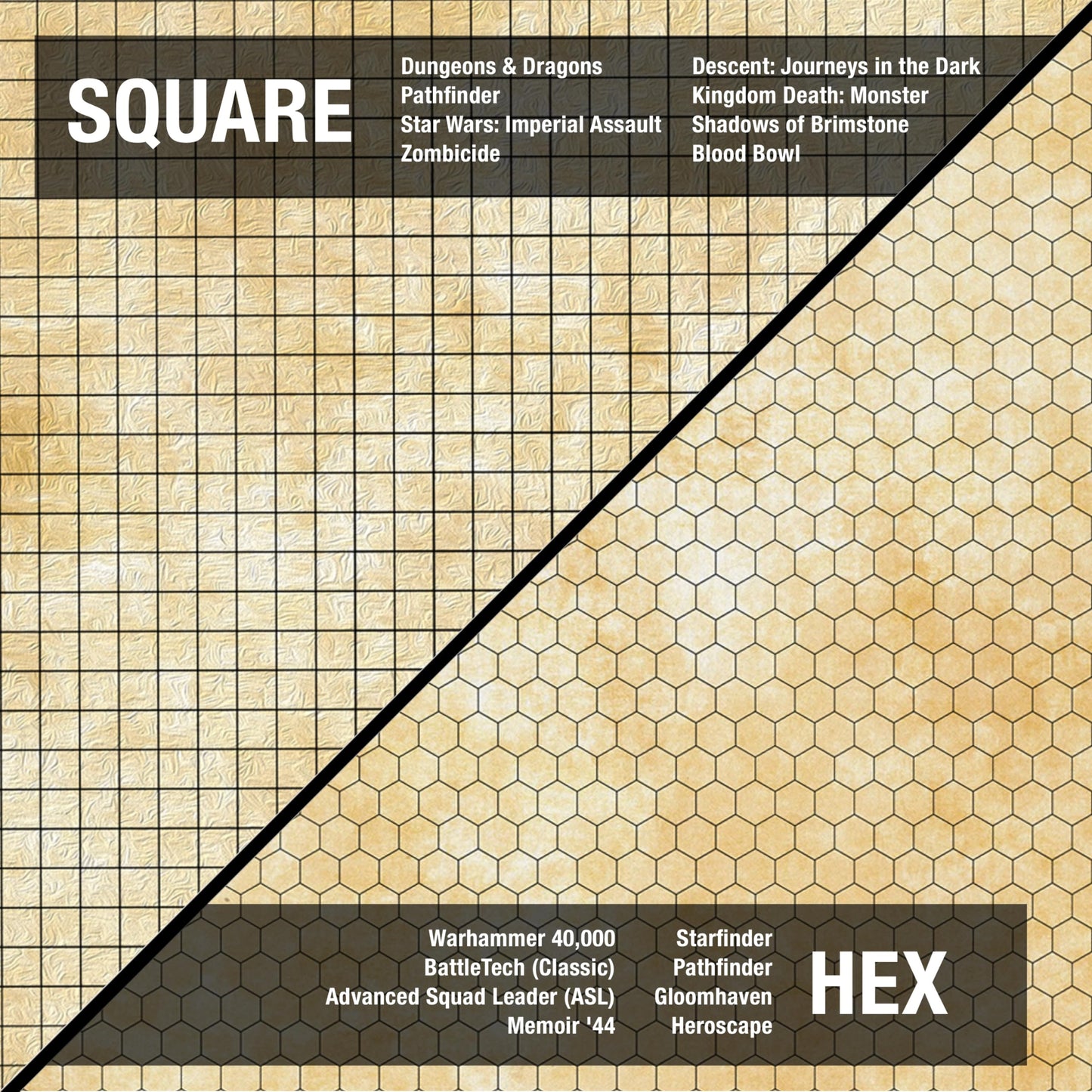 TIDYBOSS 36x48 DND Map: Double-Sided Dry Erase Battle Mat with Grids & Hexes | Starter Kit Included