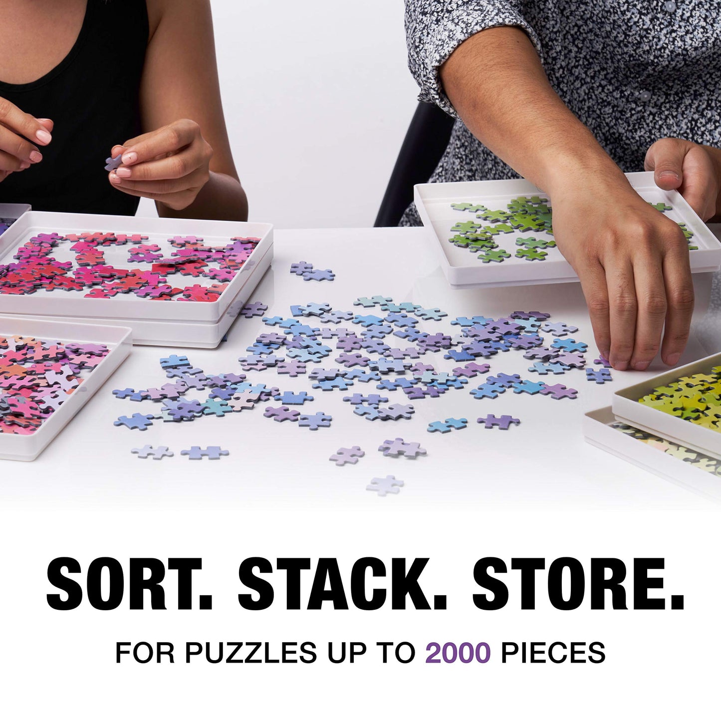 Tidyboss 8-Puzzle Sorting Trays with Lid, 10x10 | Portable Organizer for 1500–2000-Piece Puzzles