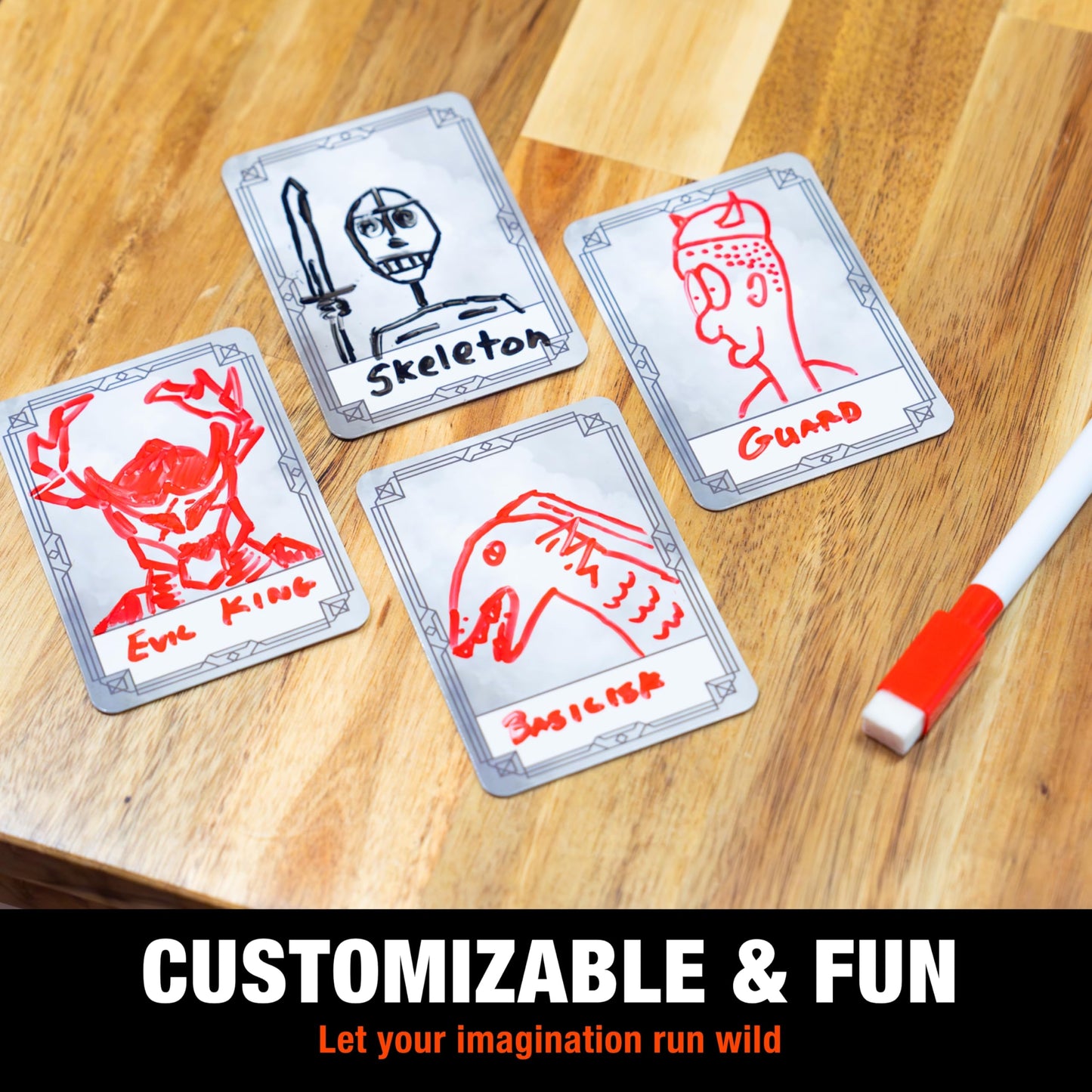 TIDYBOSS 50pcs Erasable DND Initiative Tracker | DM Screen Clips with Character & Monster Cards | TTRPG Accessories