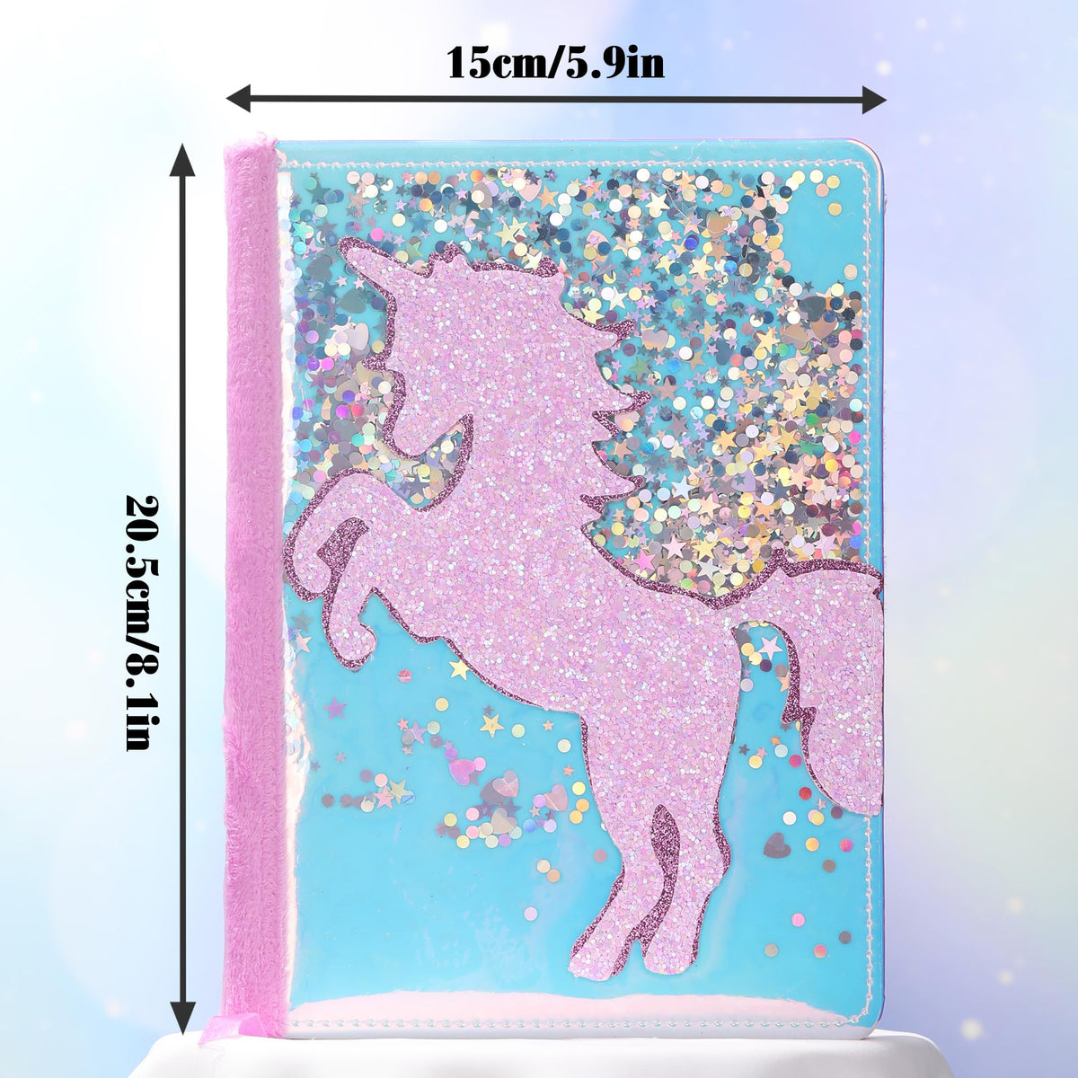 TIEFOSSI Unicorn Glitter Diary for Girls – A5 Fluffy Journal with 160 Pages