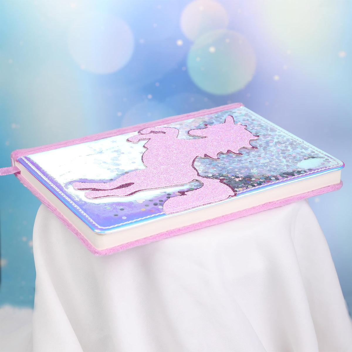 TIEFOSSI Unicorn Glitter Diary for Girls – A5 Fluffy Journal with 160 Pages