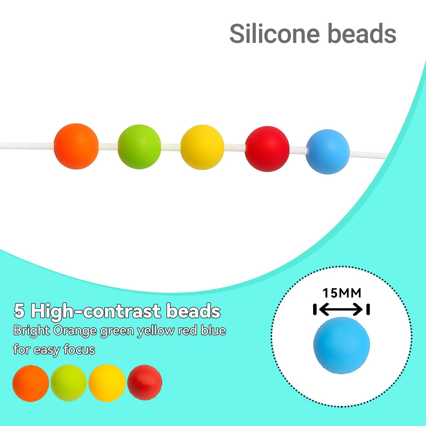 TIESIF 6-Foot 5-Bead Vision Convergence Training Tool – Improve Eye Coordination & Focus