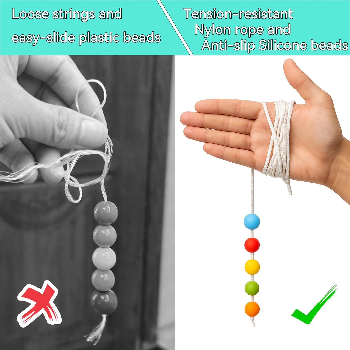 TIESIF 6-Foot 5-Bead Vision Convergence Training Tool – Improve Eye Coordination & Focus