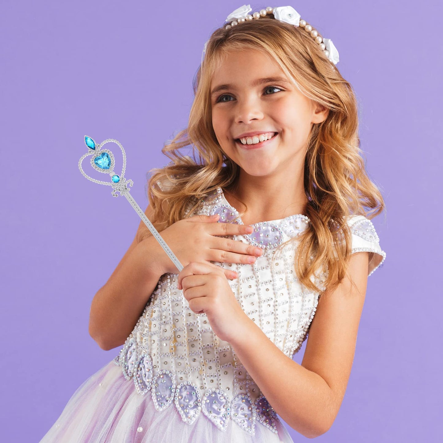 TIESOME Fairy Magic Wand: Blue Rhinestone Princess Wand for Party Cosplay