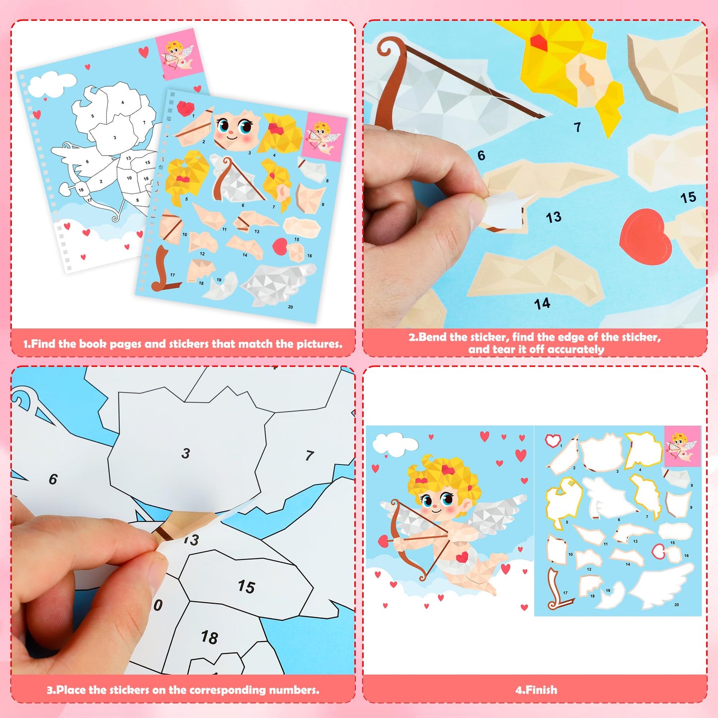 Tifeson Valentines Day Stickers Paint Book 3-Pack – 24 Designs for Kids
