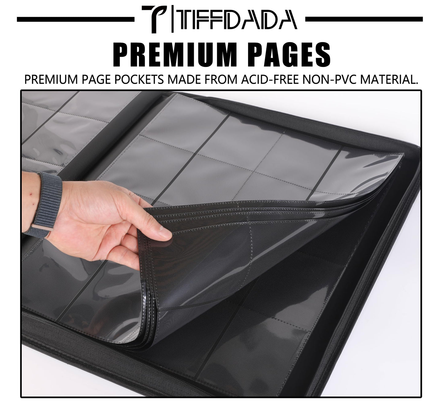 TIFFDADA 16-Pocket Top Loader Binder | Holds 640 Toploaders | Zippered Side-Loading Card Binder