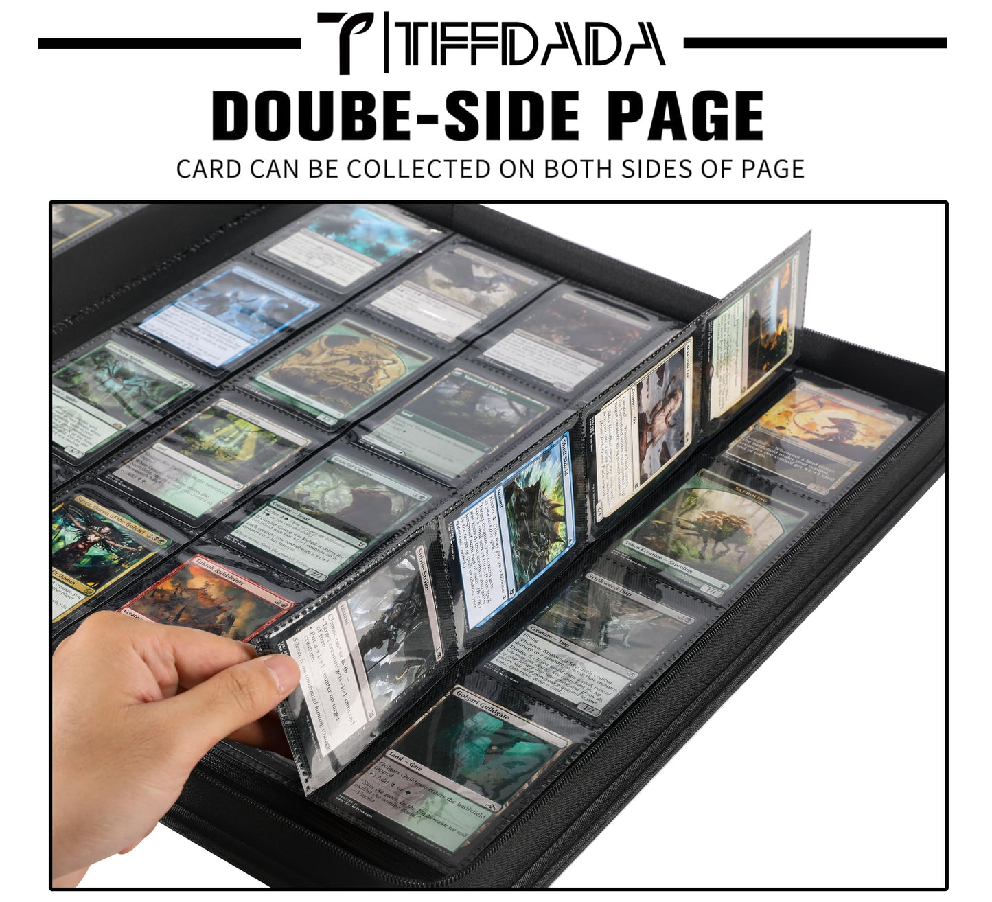 TIFFDADA Premium Trading Card Binder – 20-Pocket, 2000-Card Capacity, Zippered, Side Label Slots