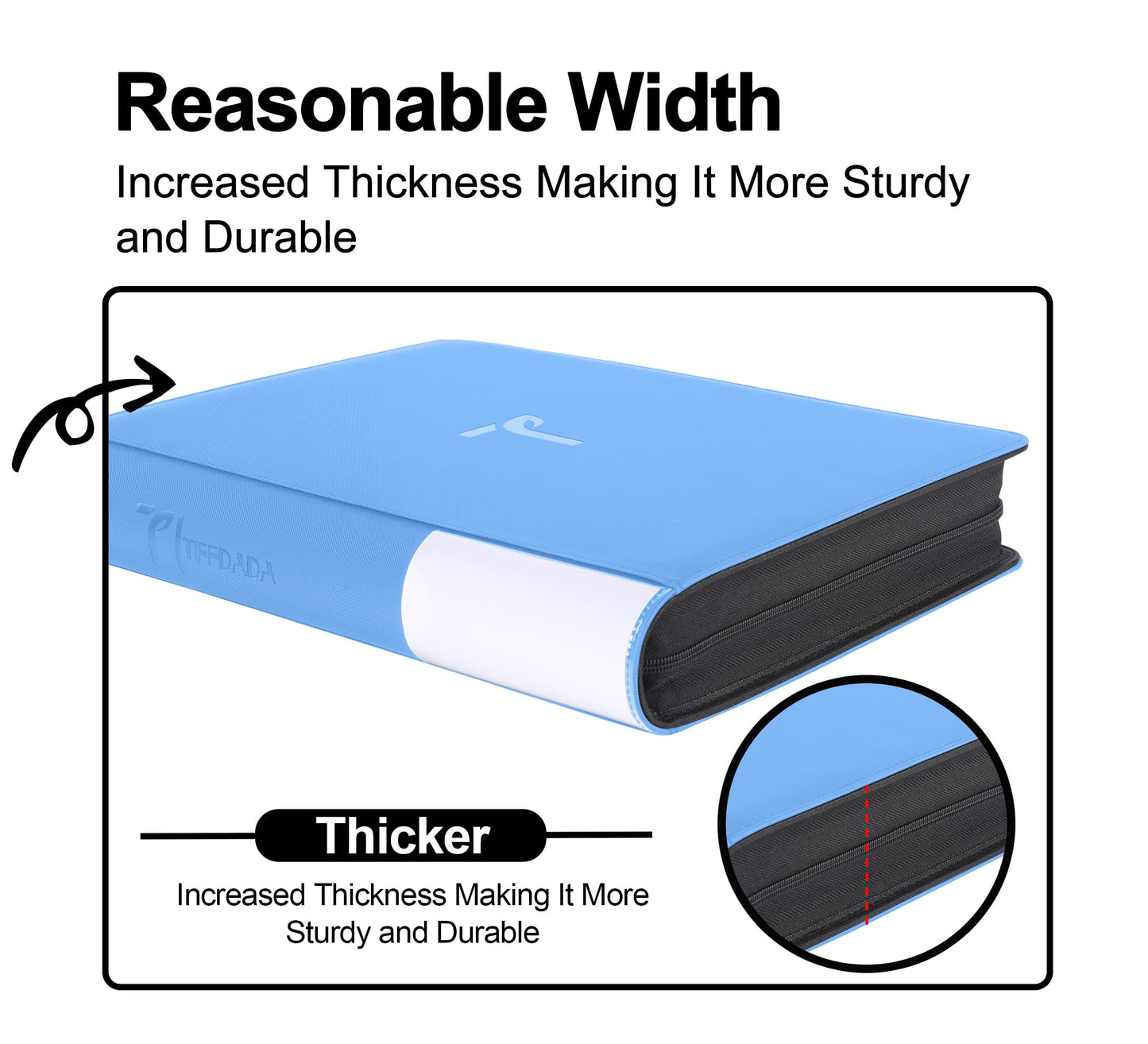 TIFFDADA Top Loader Binder for Cards — 360 Cards, 9-Pocket, Zippered Side-Loading