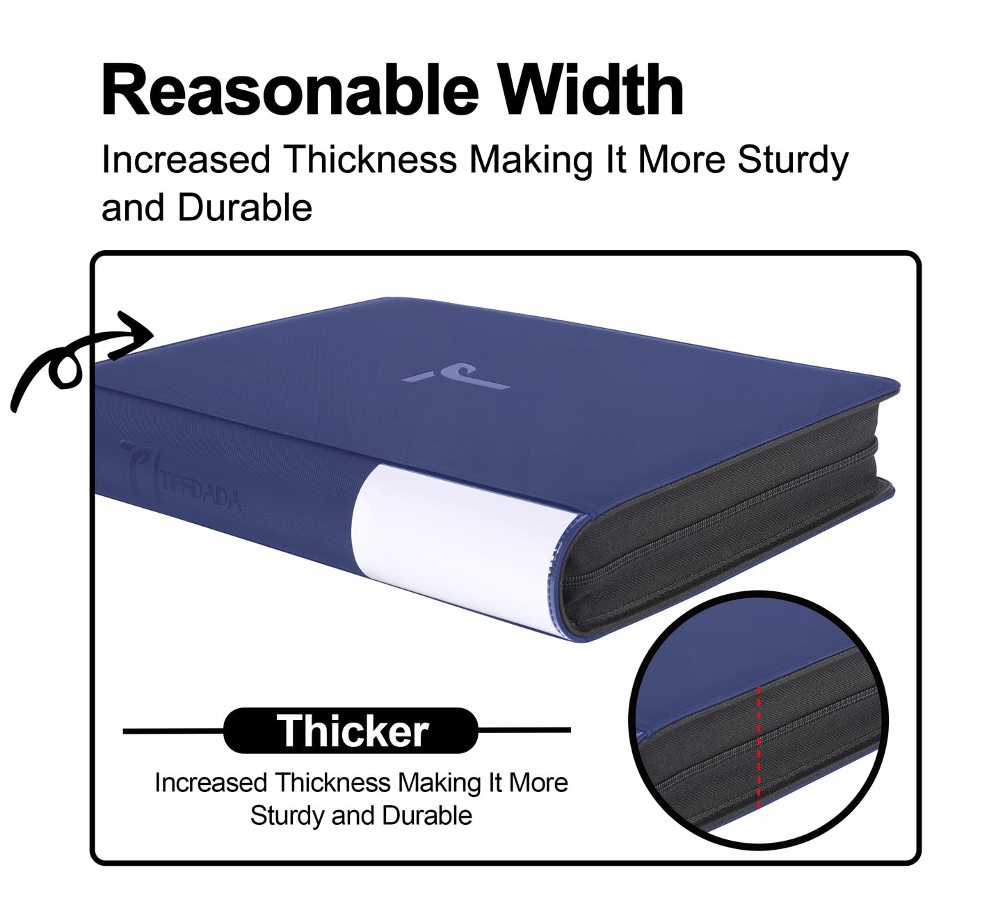 TIFFDADA Top Loader Binder for Cards — 360-Card Capacity, 9-Pocket Pages, Zippered Side-Loading 3x4 Top Loaders