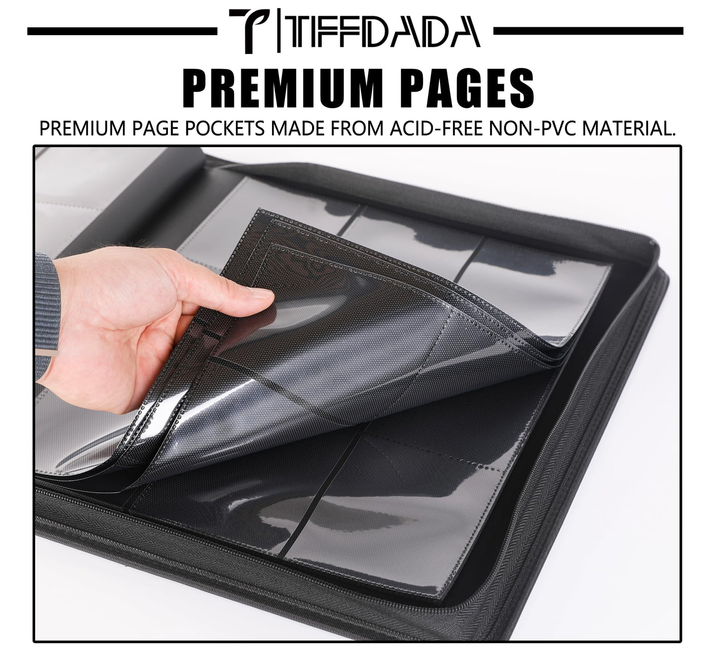 TIFFDADA Top Loader Binder — 360 Cards, 9-Pocket Pages, Zippered Side-Loading for 3x4 Toploaders