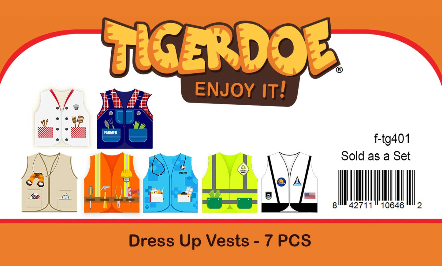 Tigerdoe 7-Piece Dress Up Vest Set for Toddlers | Career Costumes