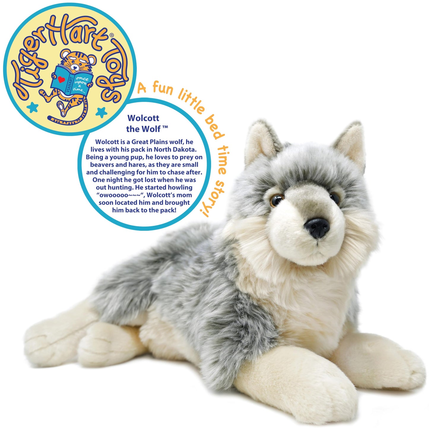 TigerHart Whitaker the Wolf - 14-Inch Plush Toy for Kids | Soft & Safe