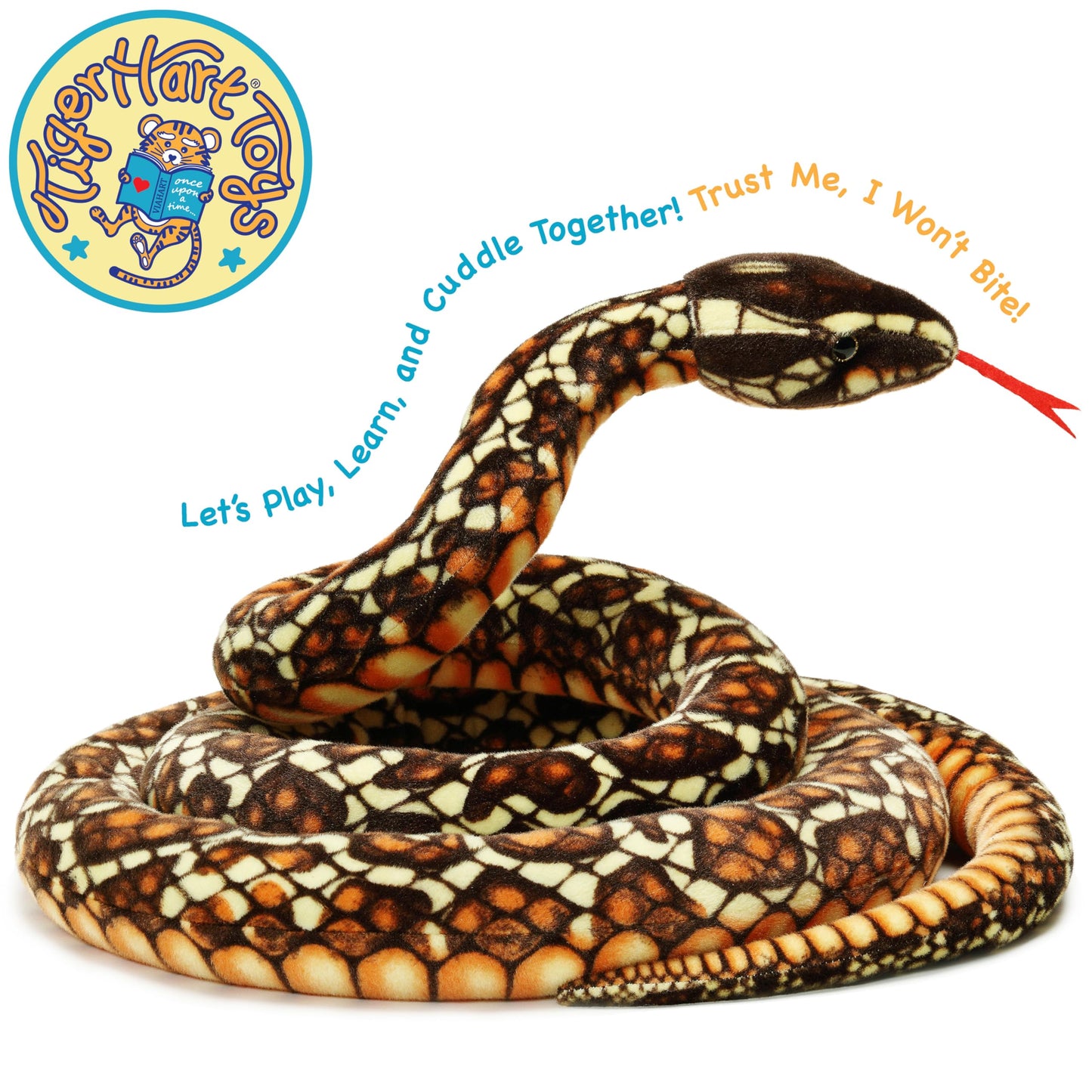 TigerHart Bernard The Brown Python – 9.5 ft Plush Snake | Safe, Huggable Toy