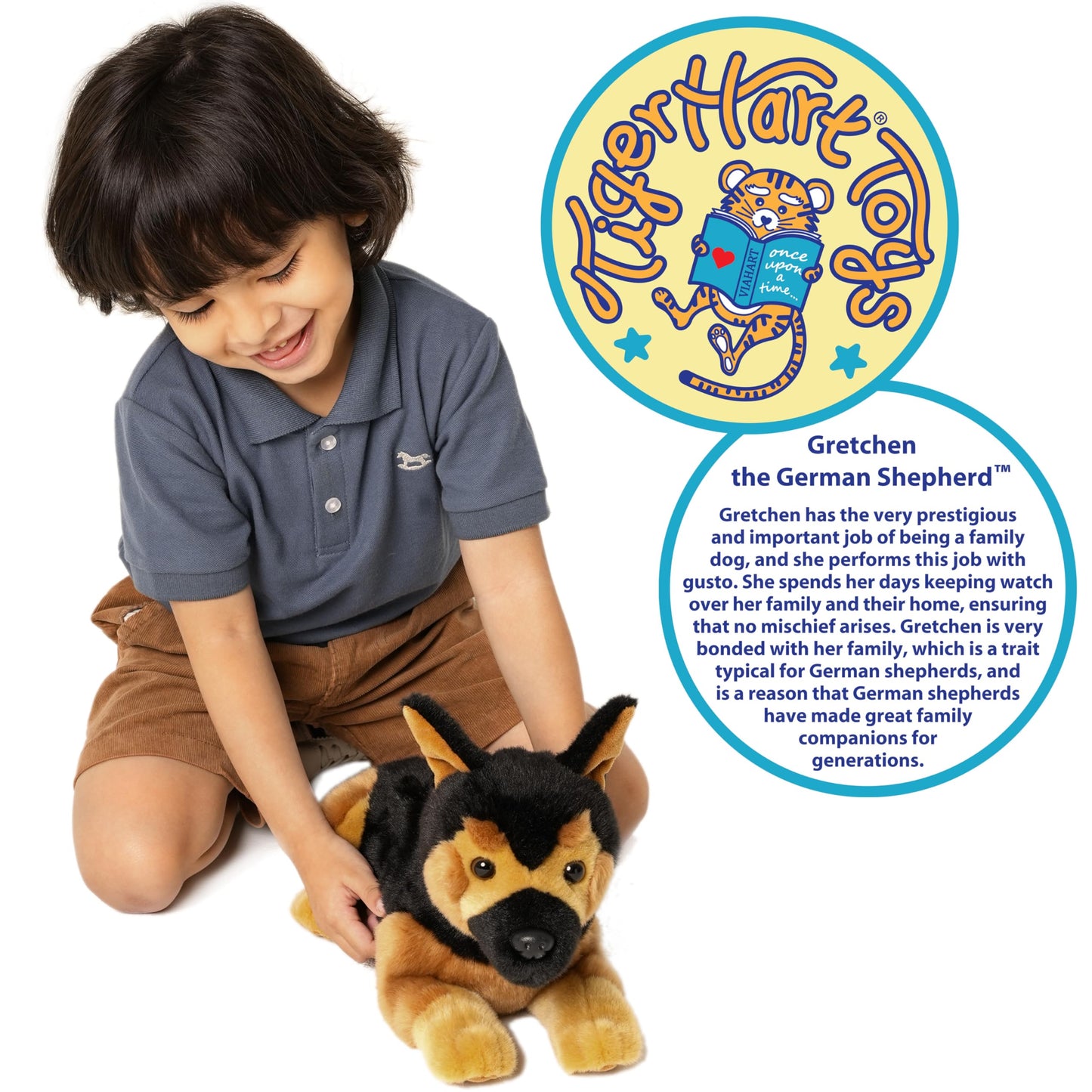 TigerHart Gretchen German Shepherd 15-Inch Plush — Soft Stuffed Animal Toy