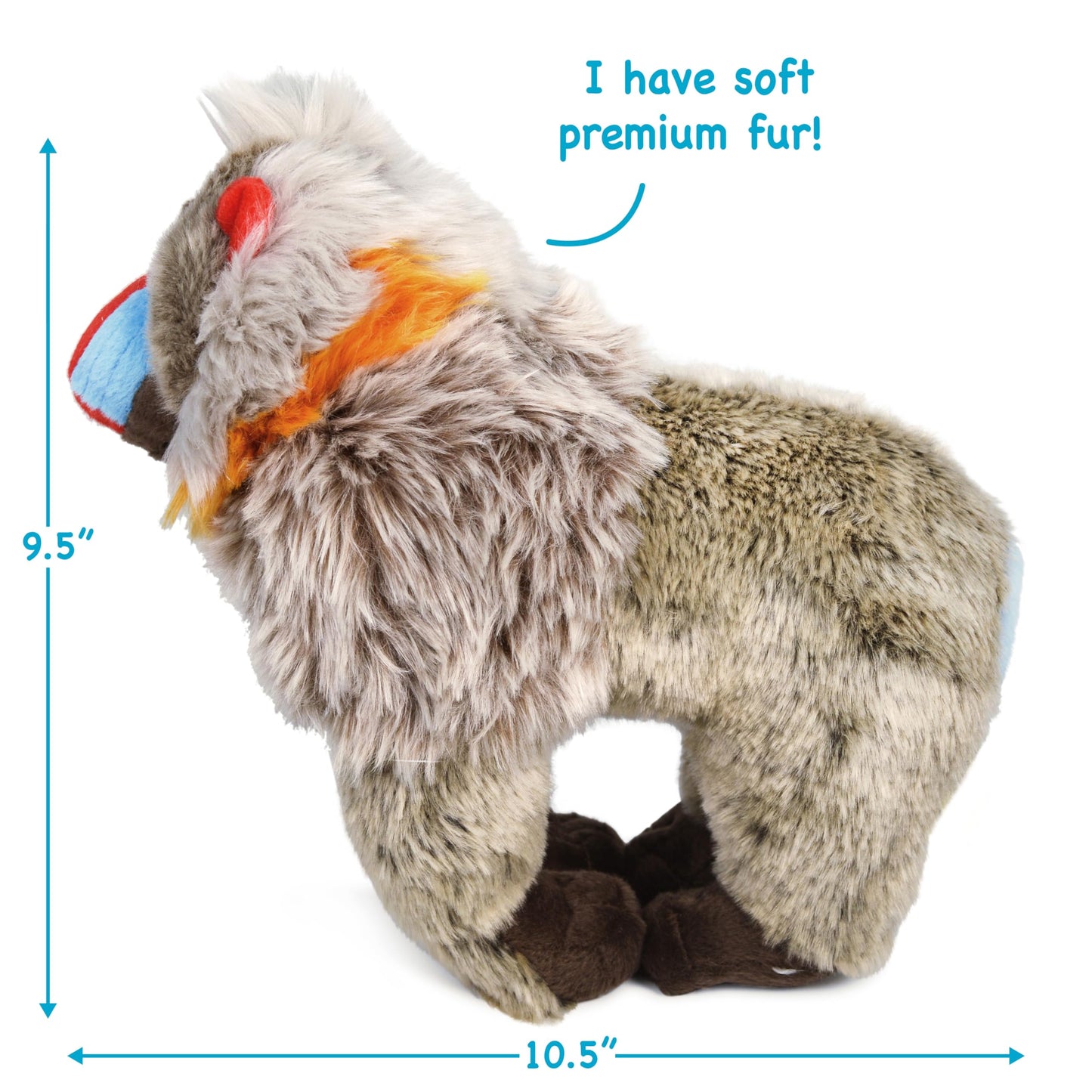 TigerHart Mambo The Mandrill - 10.5 Inch Plush Baboon | Huggable Stuffed Animal