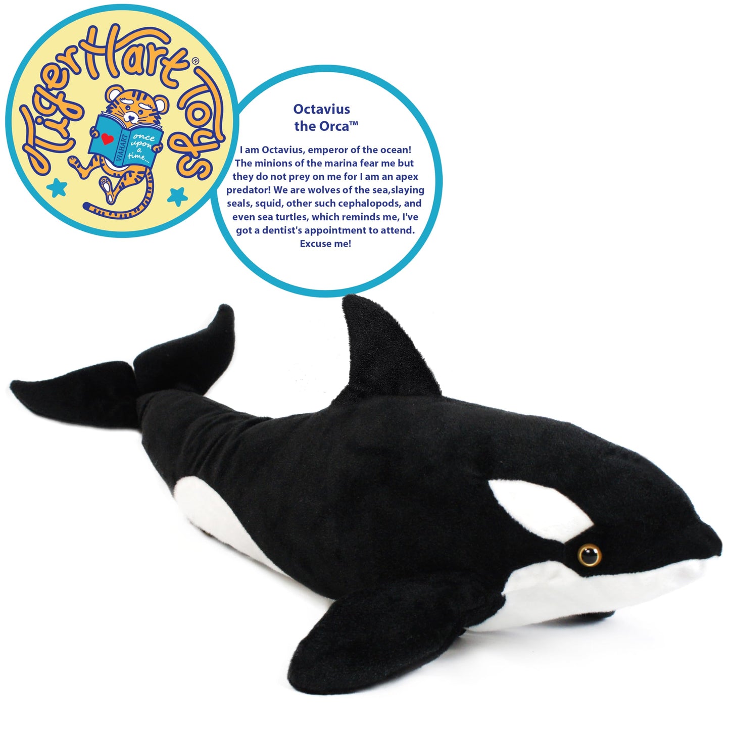 TigerHart Octavius Orca Blackfish Plush — 28-Inch Stuffed Animal