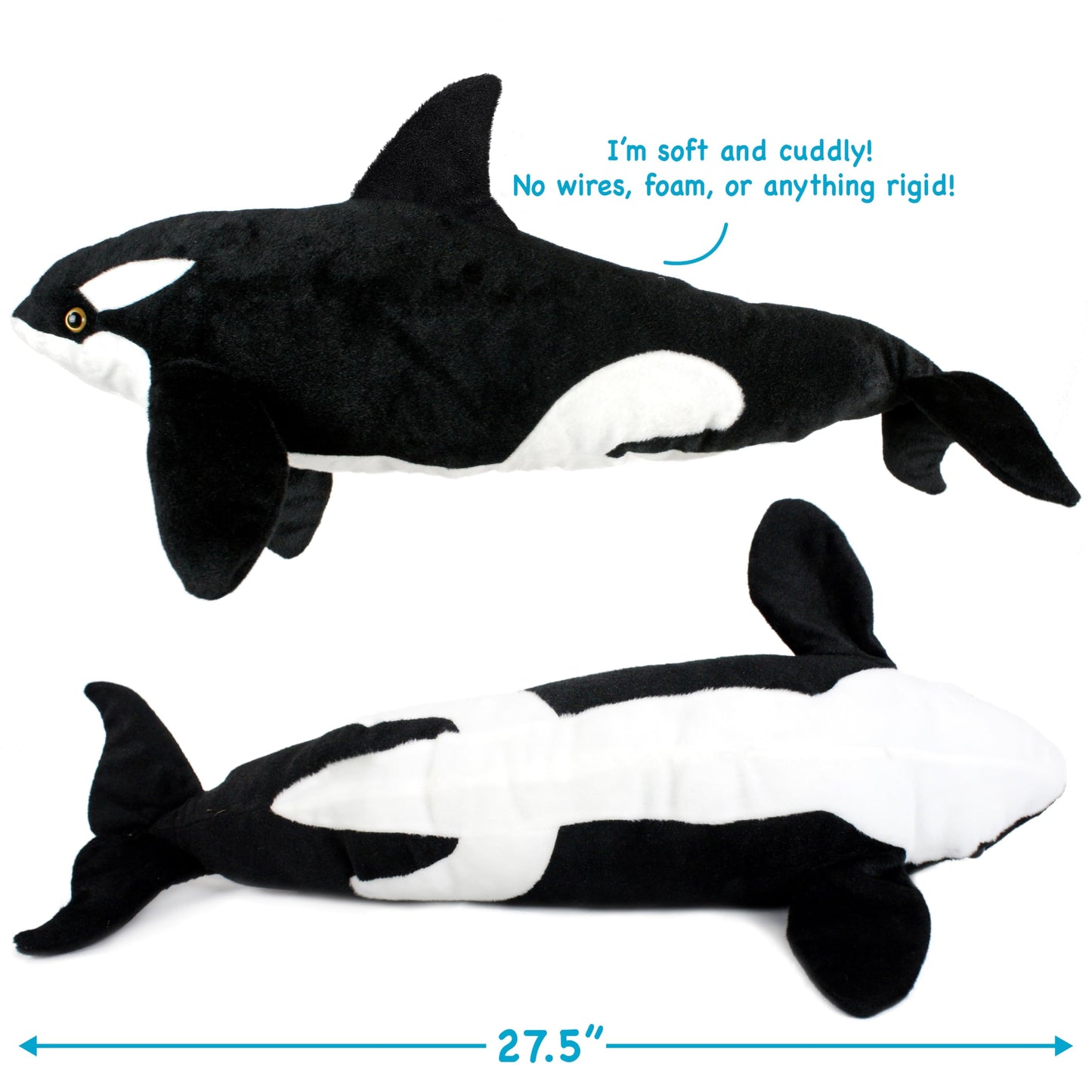 TigerHart Octavius Orca Blackfish Plush — 28-Inch Stuffed Animal