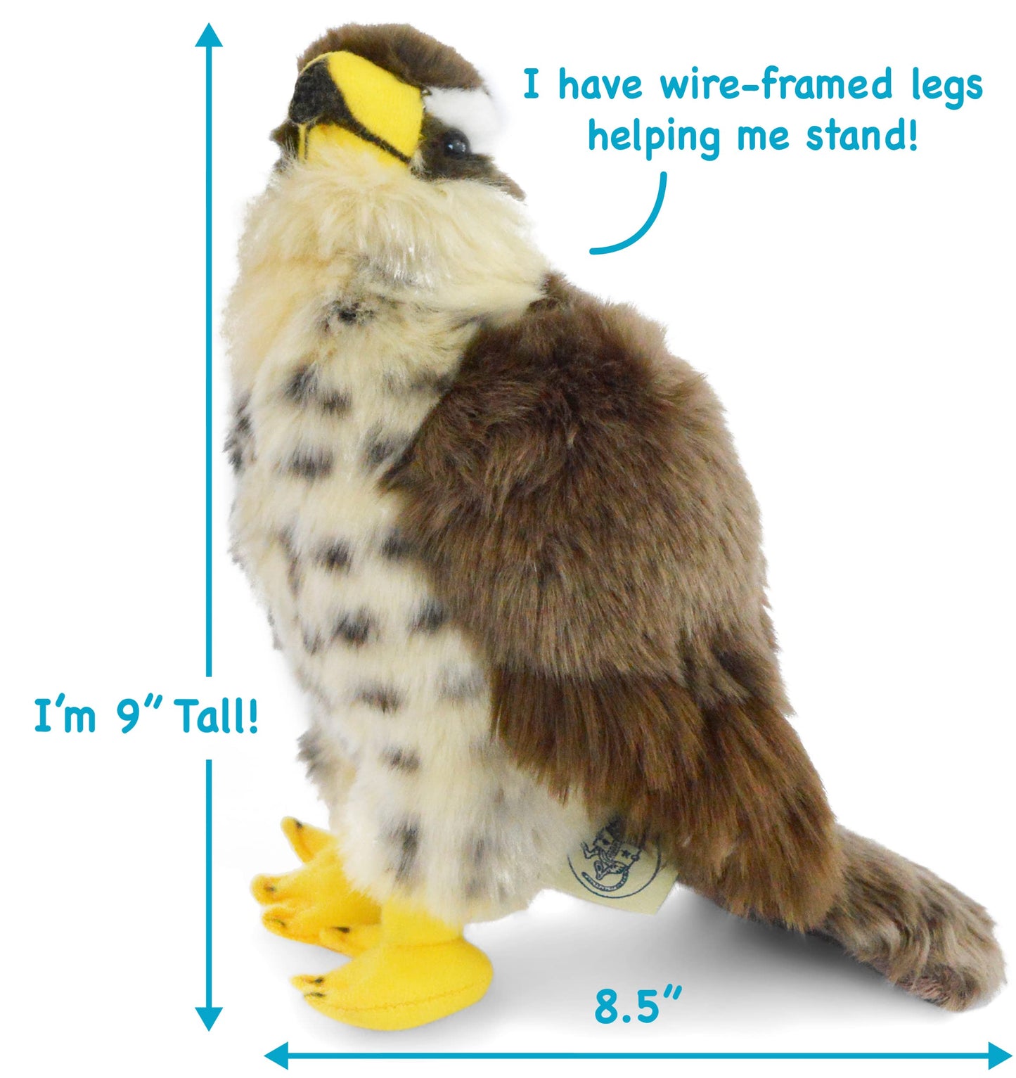 TigerHart Percival The Peregrine Falcon 9-Inch Plush – Soft, Poseable Stuffed Animal