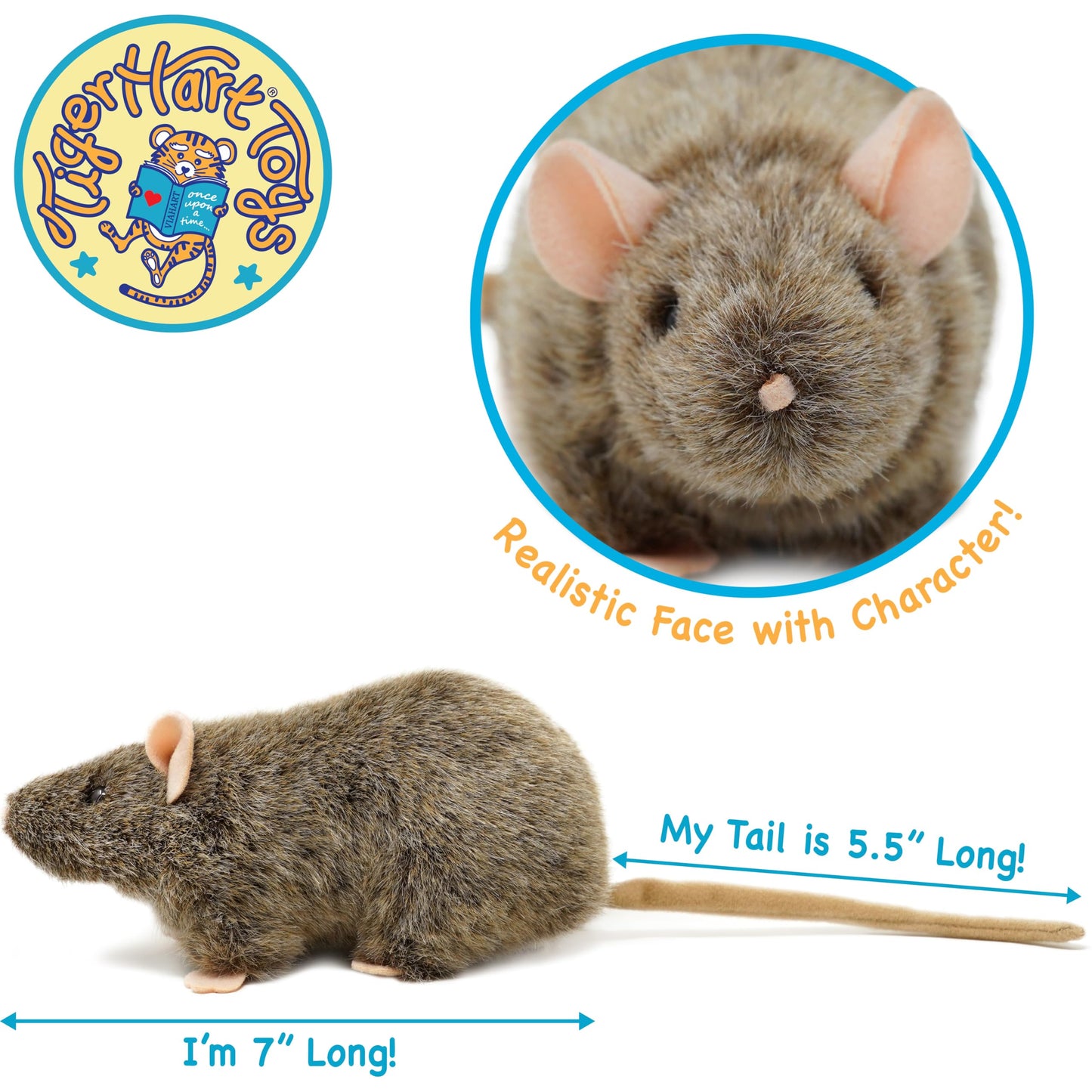 TigerHart Reuben The Rat – 7-Inch Plush Mouse | Soft, Safe Plush Toy